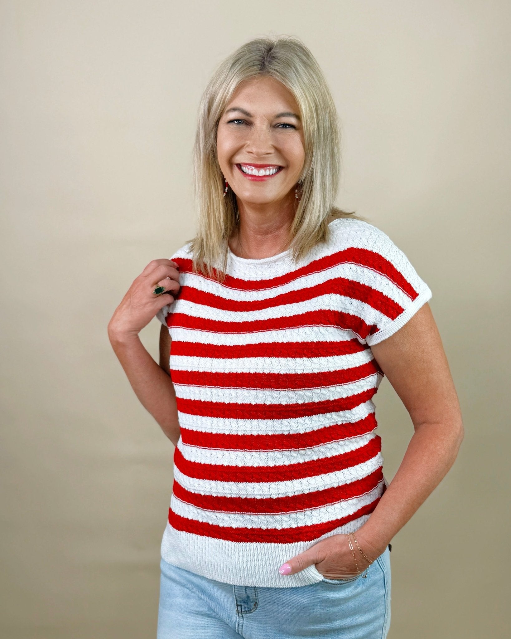 Classic Knit and Stripe Sweater Tank - Jessi Jayne Boutique