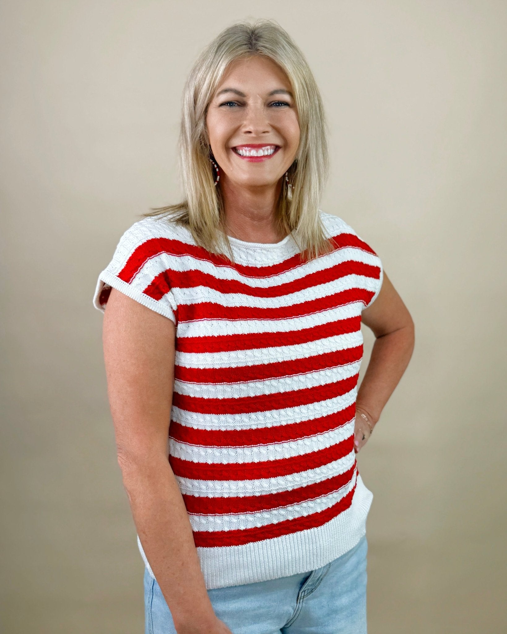 Classic Knit and Stripe Sweater Tank - Jessi Jayne Boutique
