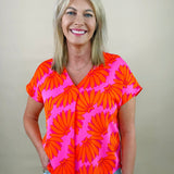 Bold Bloom V - Neck Blouse - Jessi Jayne Boutique