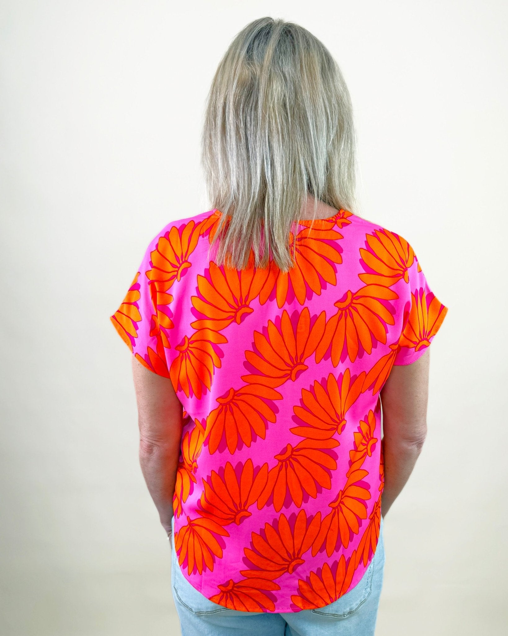 Bold Bloom V - Neck Blouse - Jessi Jayne Boutique