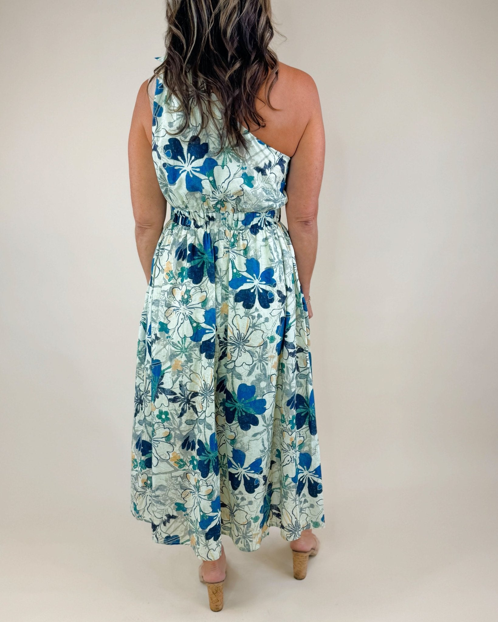 Island Muse One - Shoulder Midi Dress - Jessi Jayne Boutique