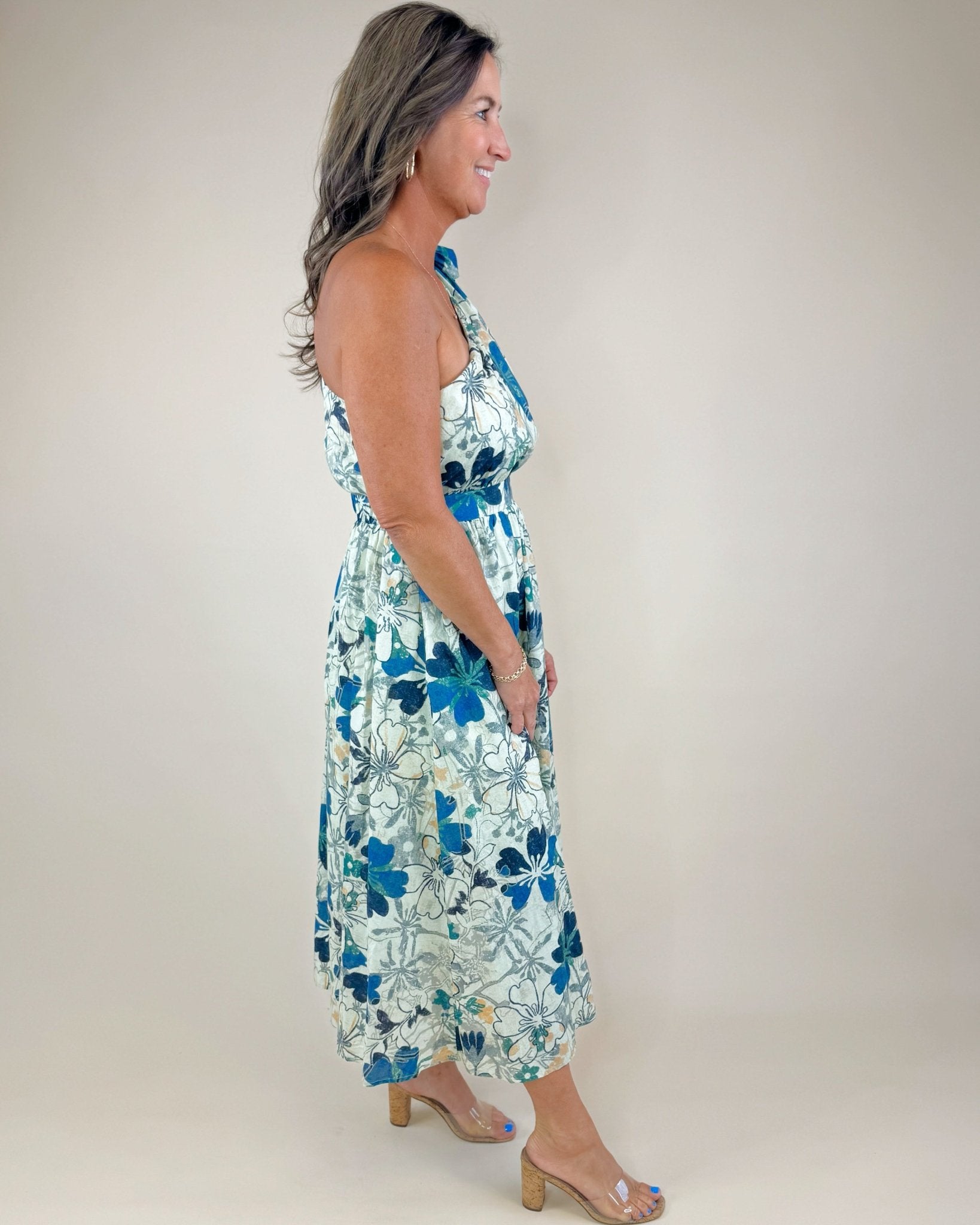 Island Muse One - Shoulder Midi Dress - Jessi Jayne Boutique