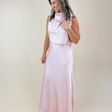 Blush Hour Satin Maxi Skirt Set - Jessi Jayne Boutique