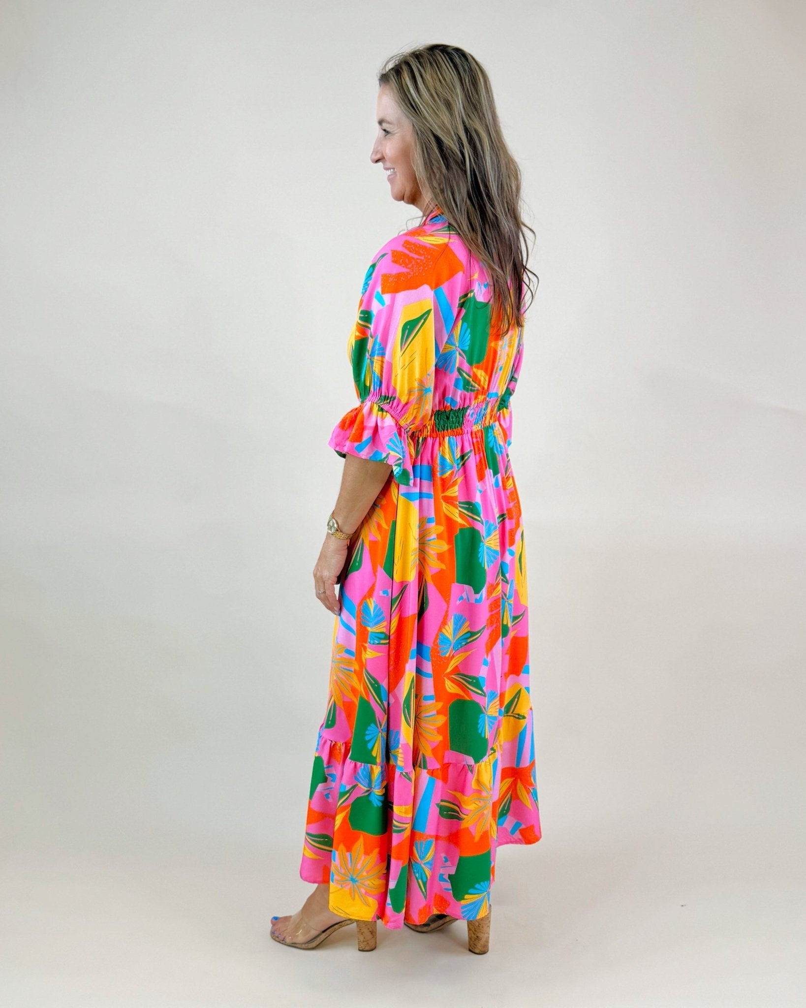 Island Bloom Ruffle Midi Dress - Jessi Jayne Boutique
