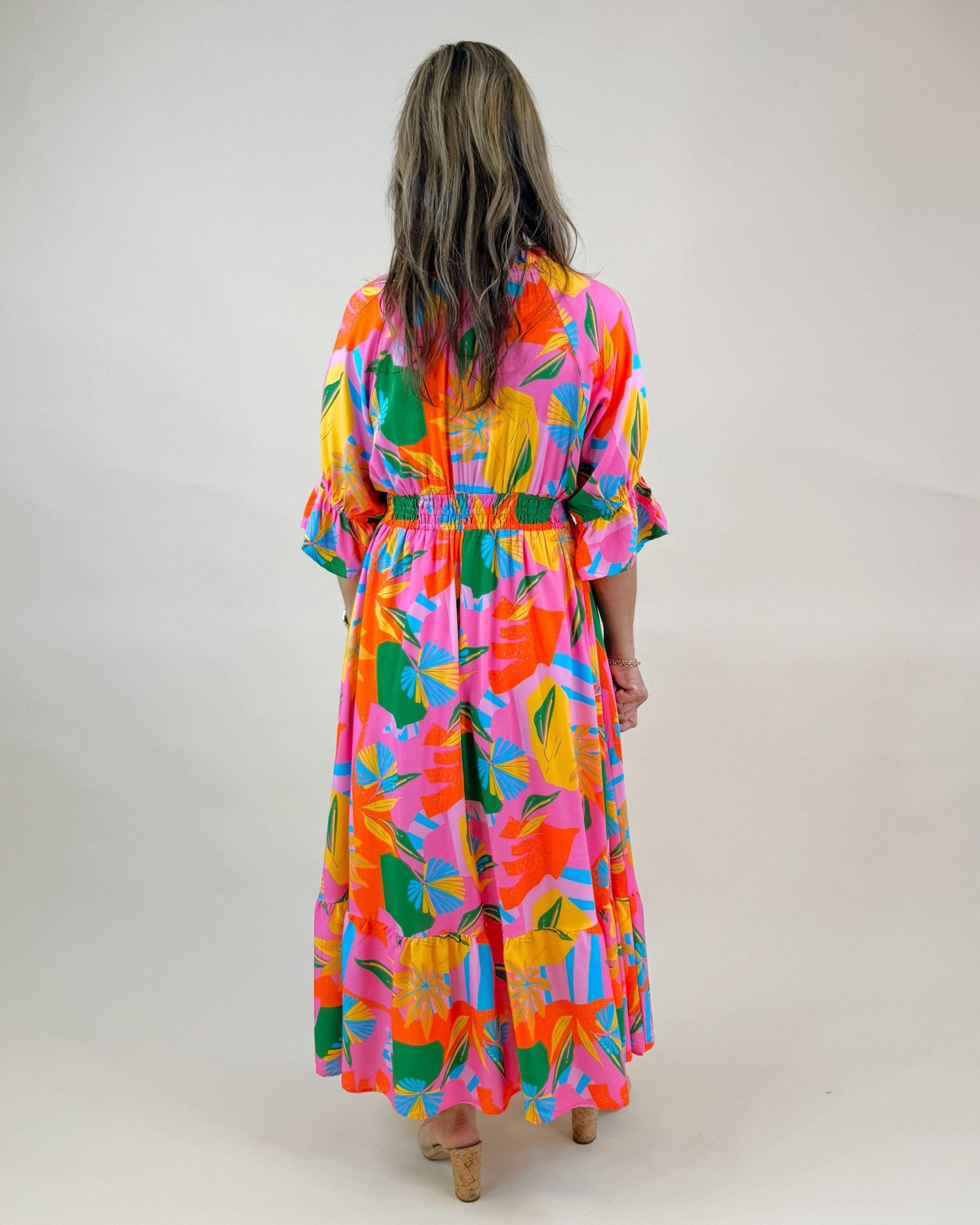 Island Bloom Ruffle Midi Dress - Jessi Jayne Boutique