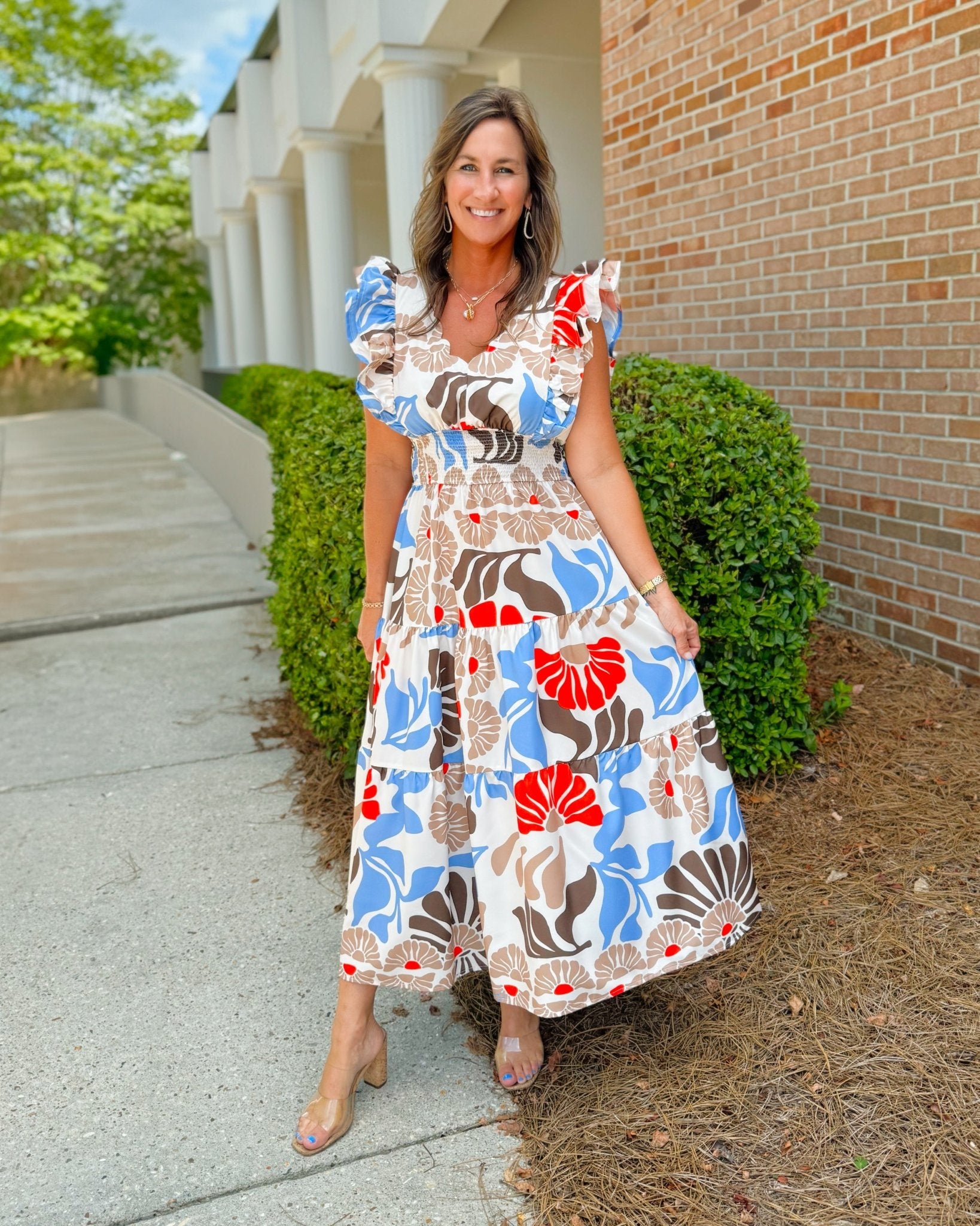 Wild Bloom Smocked Midi Dress - Jessi Jayne Boutique