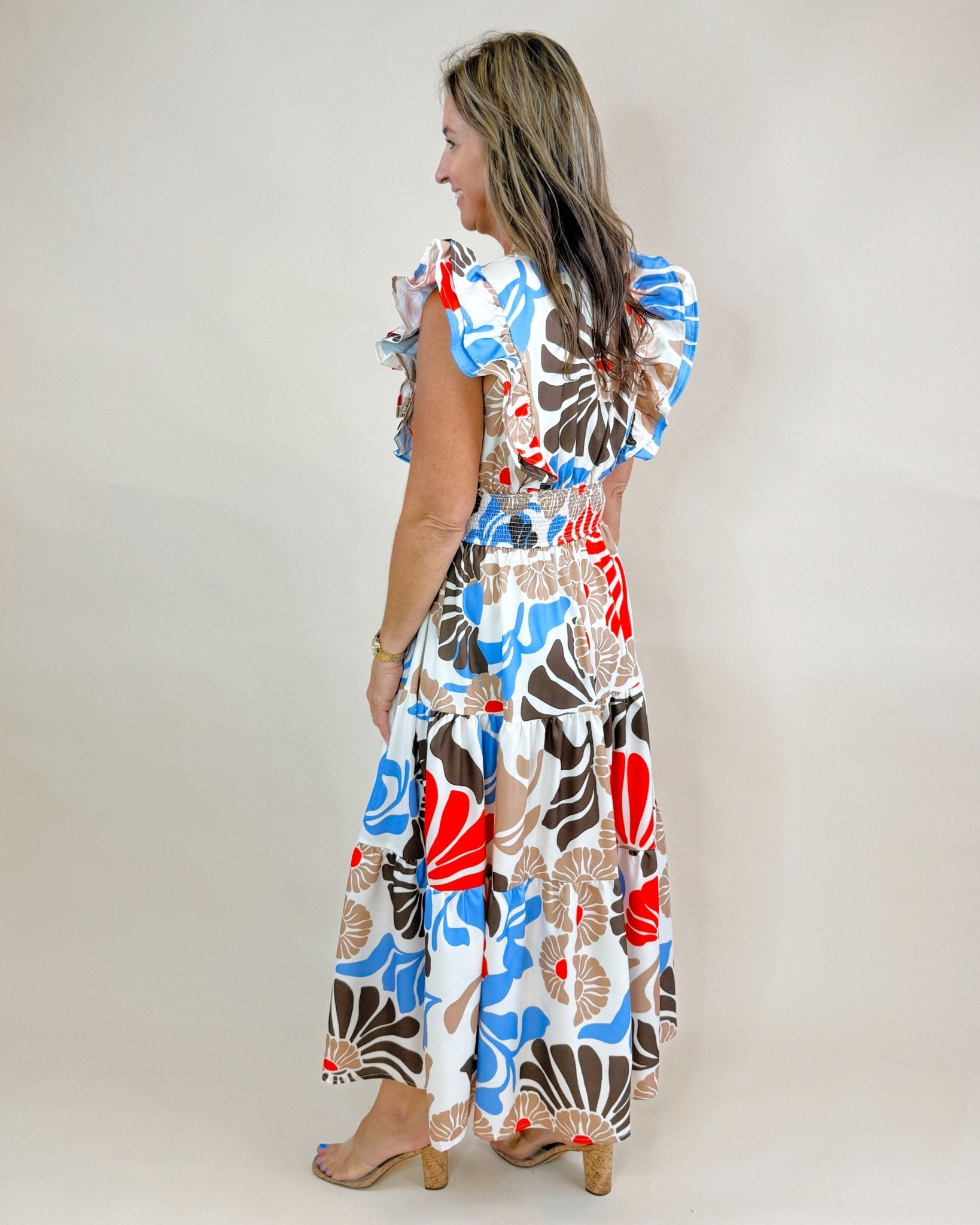 Wild Bloom Smocked Midi Dress - Jessi Jayne Boutique