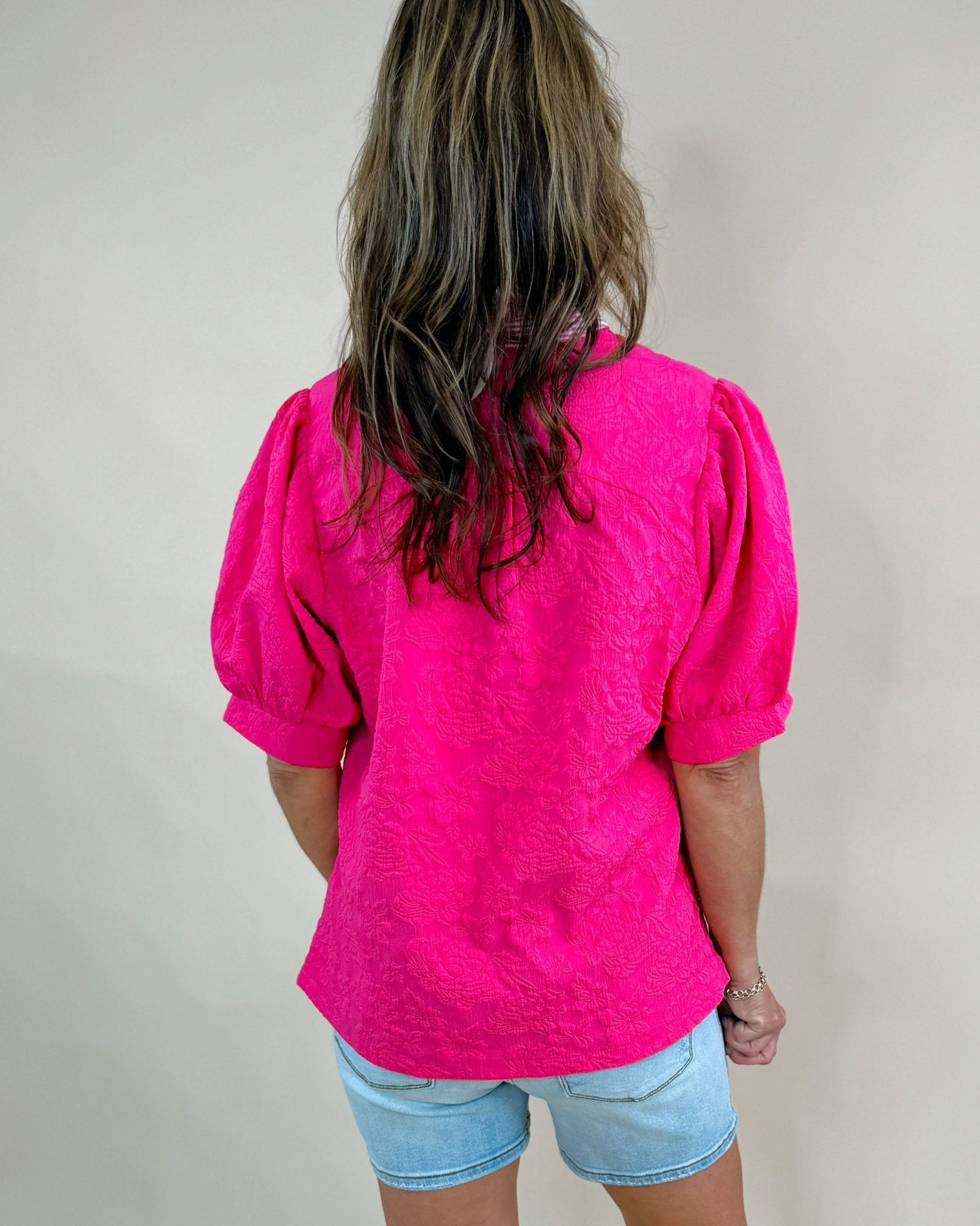 Pink Punch Textured Poplin Top - Jessi Jayne Boutique