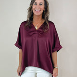 Harvest Hues Luxe Drape V - Neck Top - Jessi Jayne Boutique