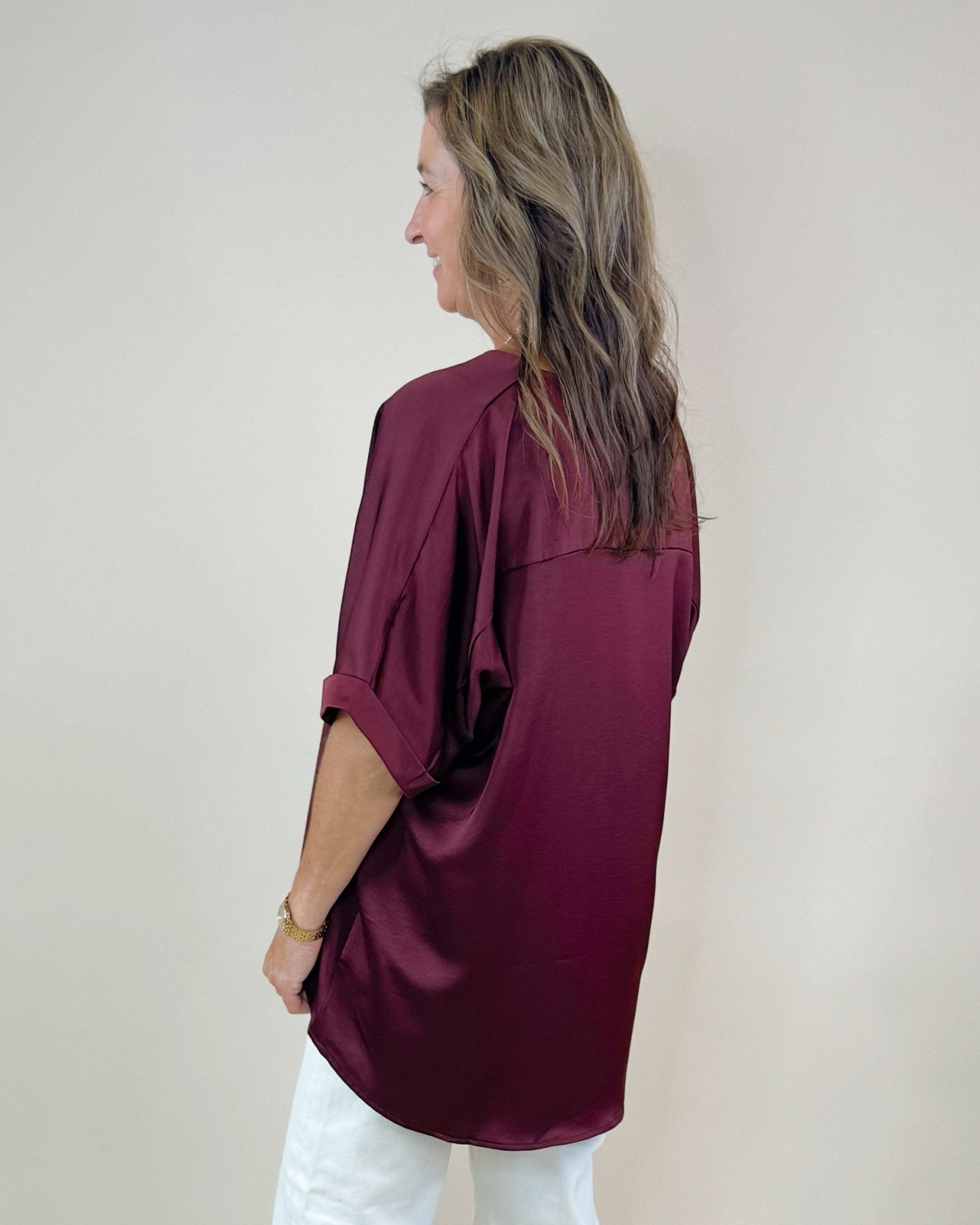 Harvest Hues Luxe Drape V - Neck Top - Jessi Jayne Boutique