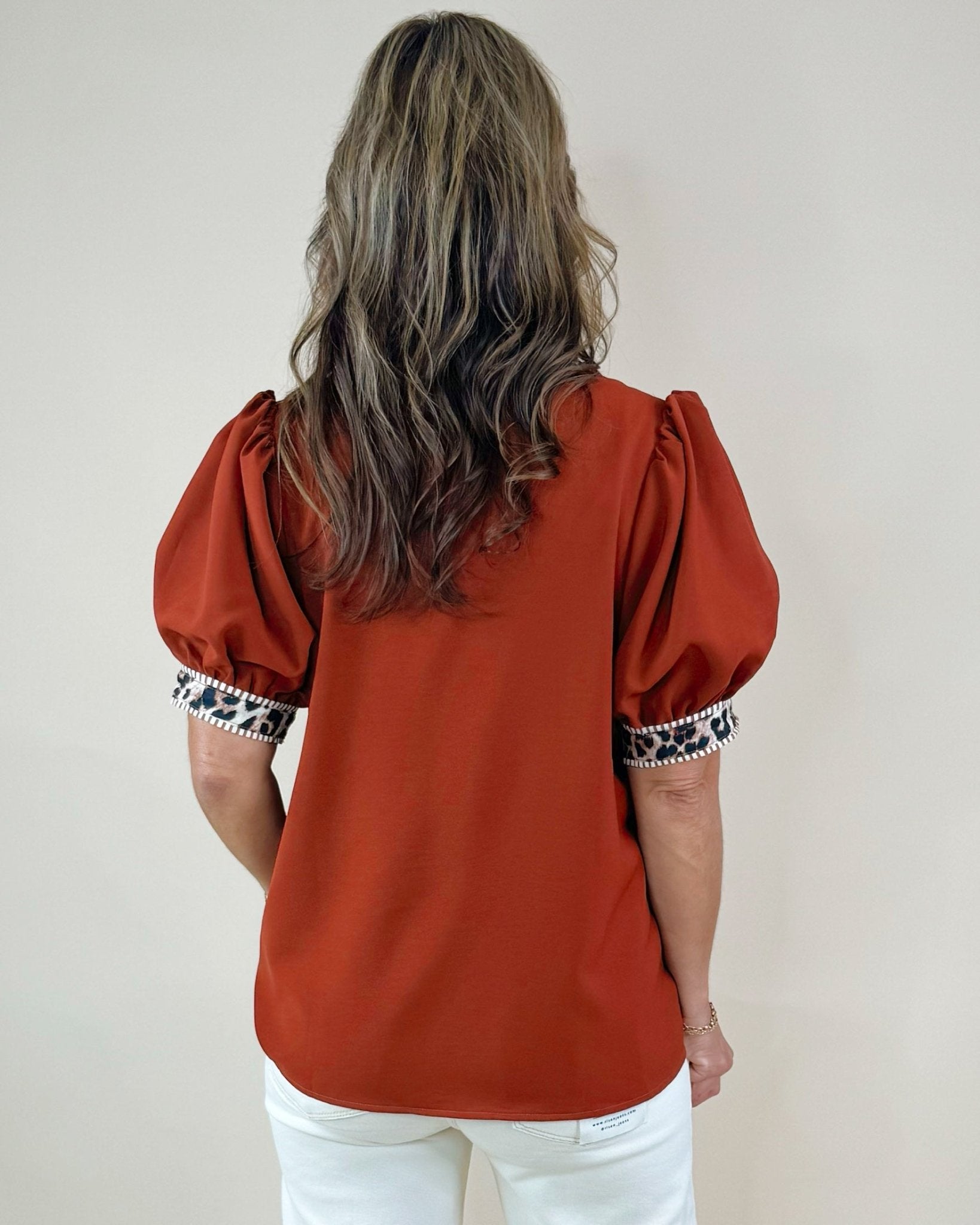 Wild Contrast Ruffle Sleeve Top - Jessi Jayne Boutique