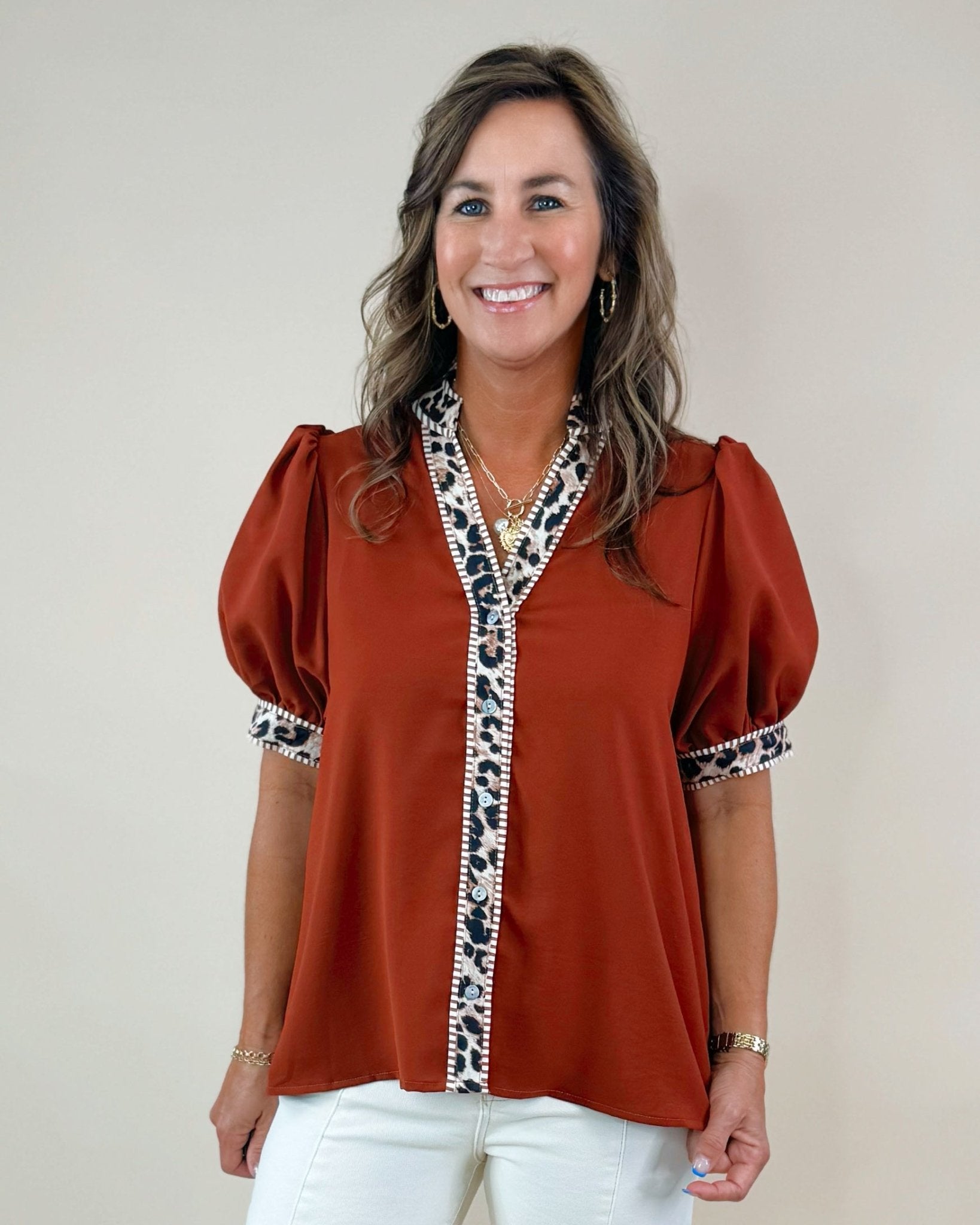Wild Contrast Ruffle Sleeve Top - Jessi Jayne Boutique