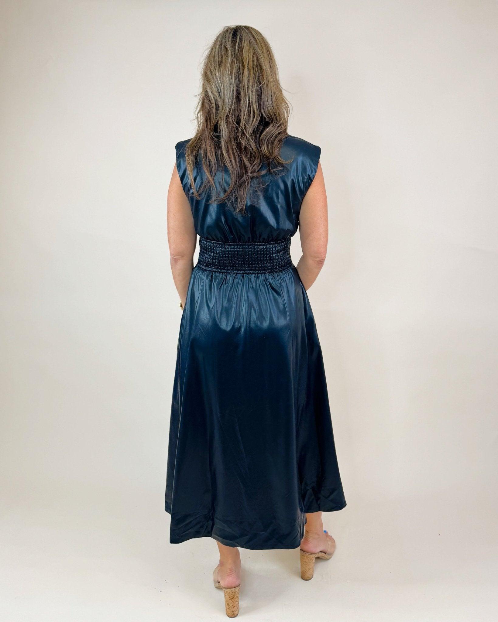 Power Play Pleather Midi Dress (Black and Maroon) - Jessi Jayne Boutique