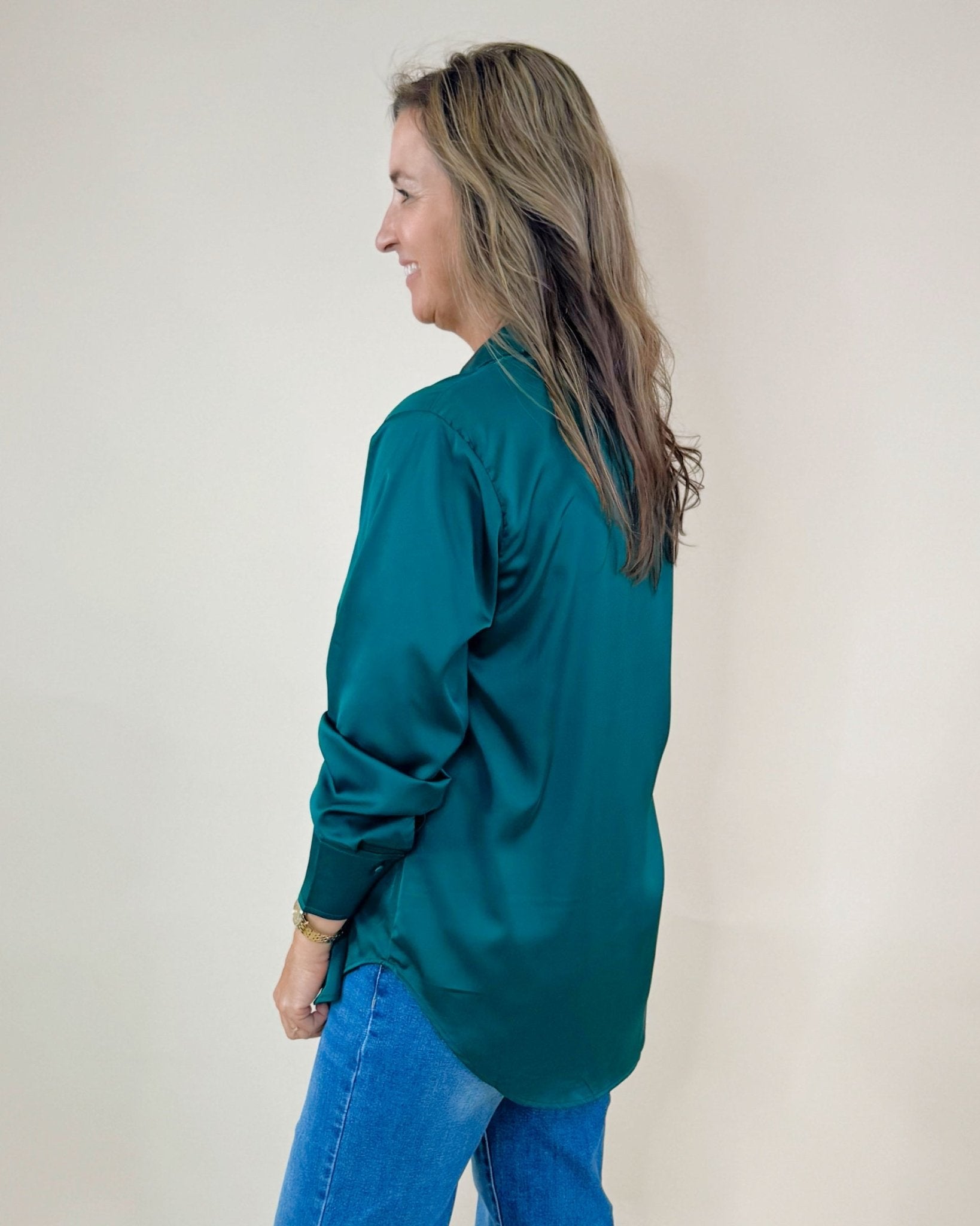 Satin Romance Button - Front Blouse - Jessi Jayne Boutique
