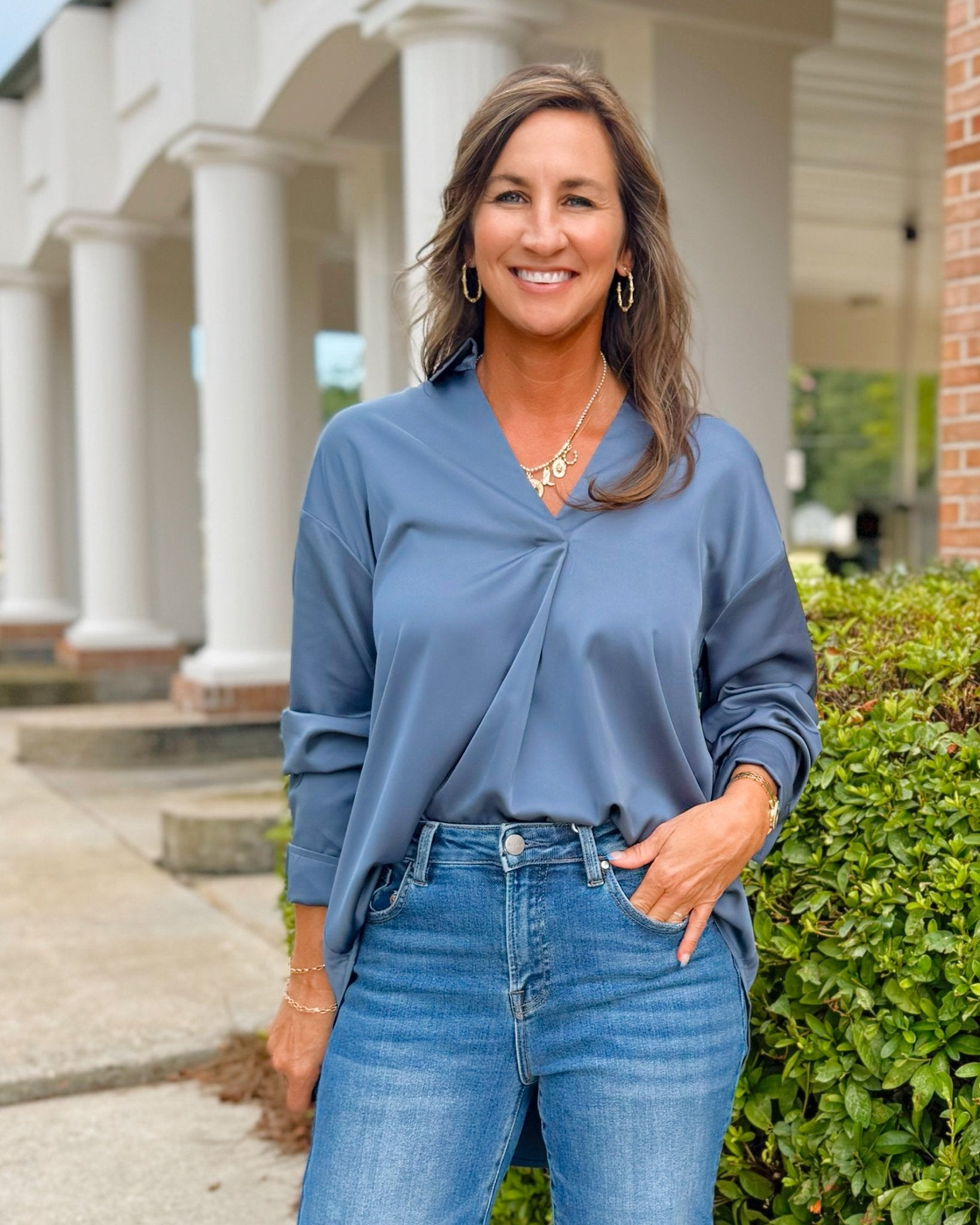 Luxe Flow Satin Blouse - Jessi Jayne Boutique