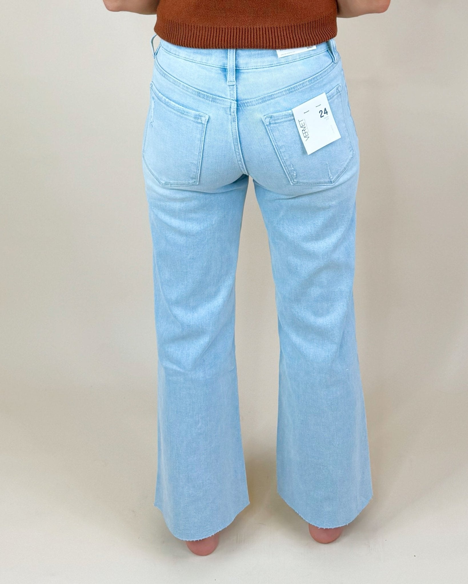 Choose Happy Vervet High Rise Wide Leg Light Wash Jeans - Jessi Jayne Boutique