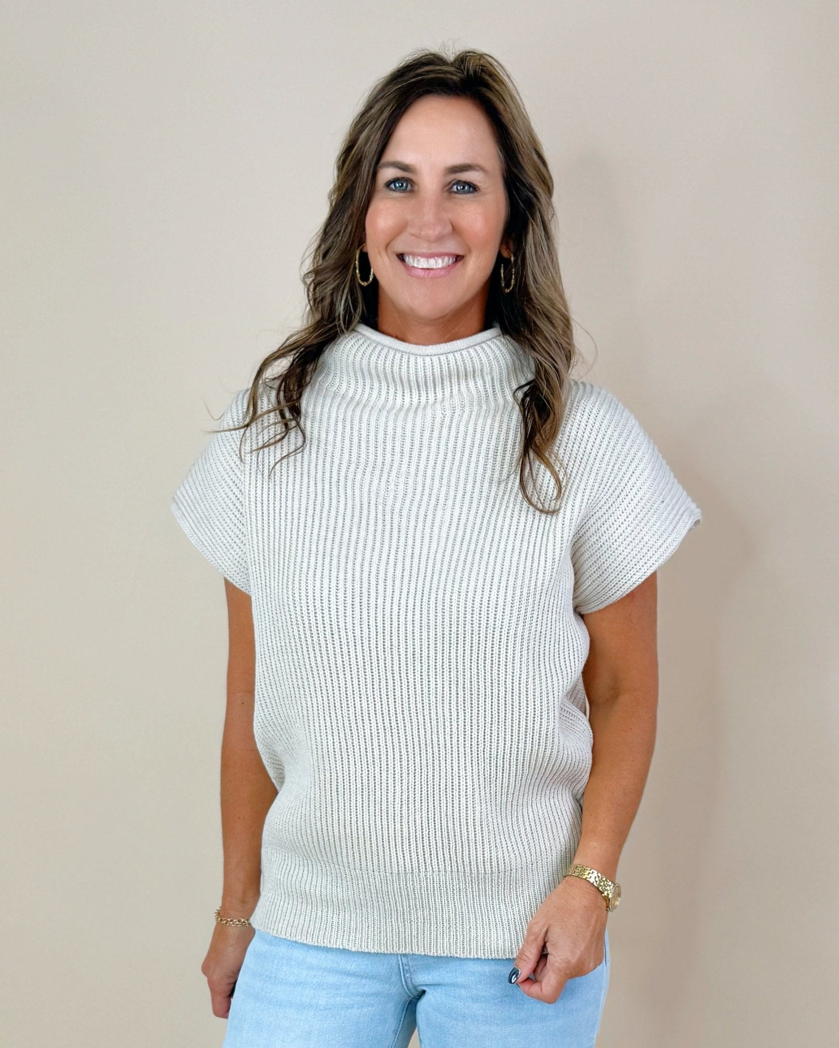On To Better Things Knit Mock Neck Sweater Top - Jessi Jayne Boutique