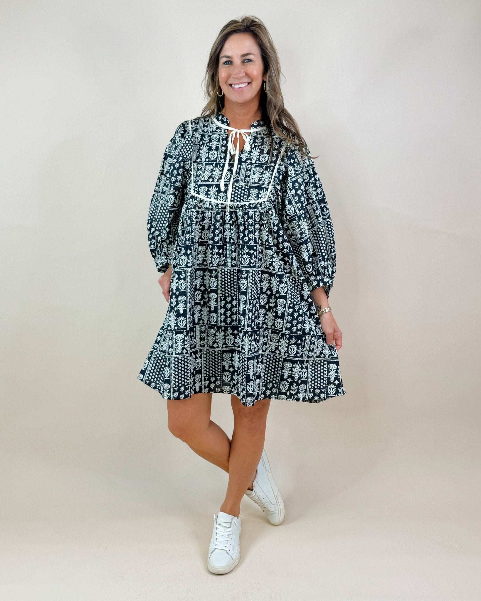 Prairie Story Tie Neck Babydoll Dress - Jessi Jayne Boutique
