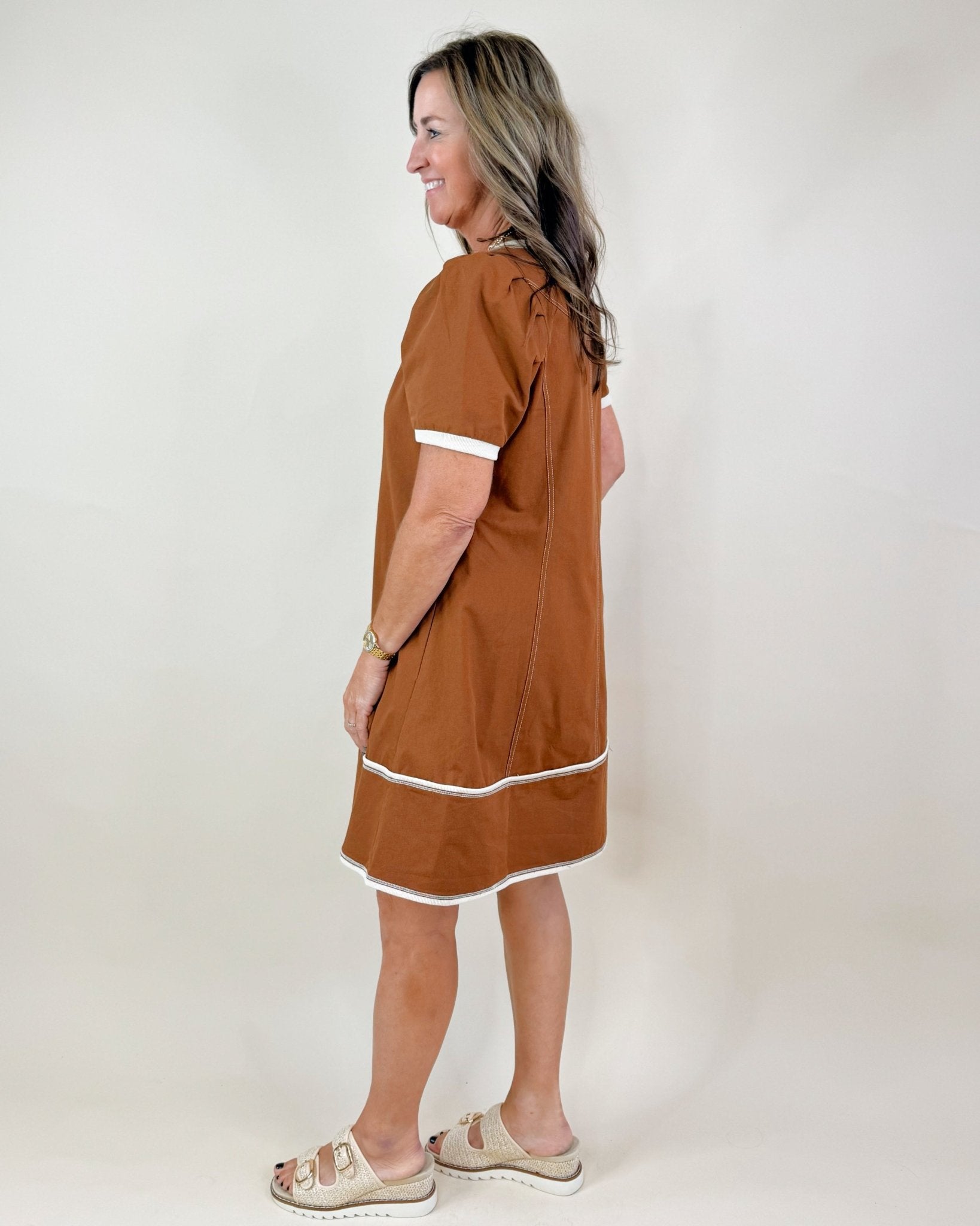 Toffee Zip Contrast Dress - Jessi Jayne Boutique