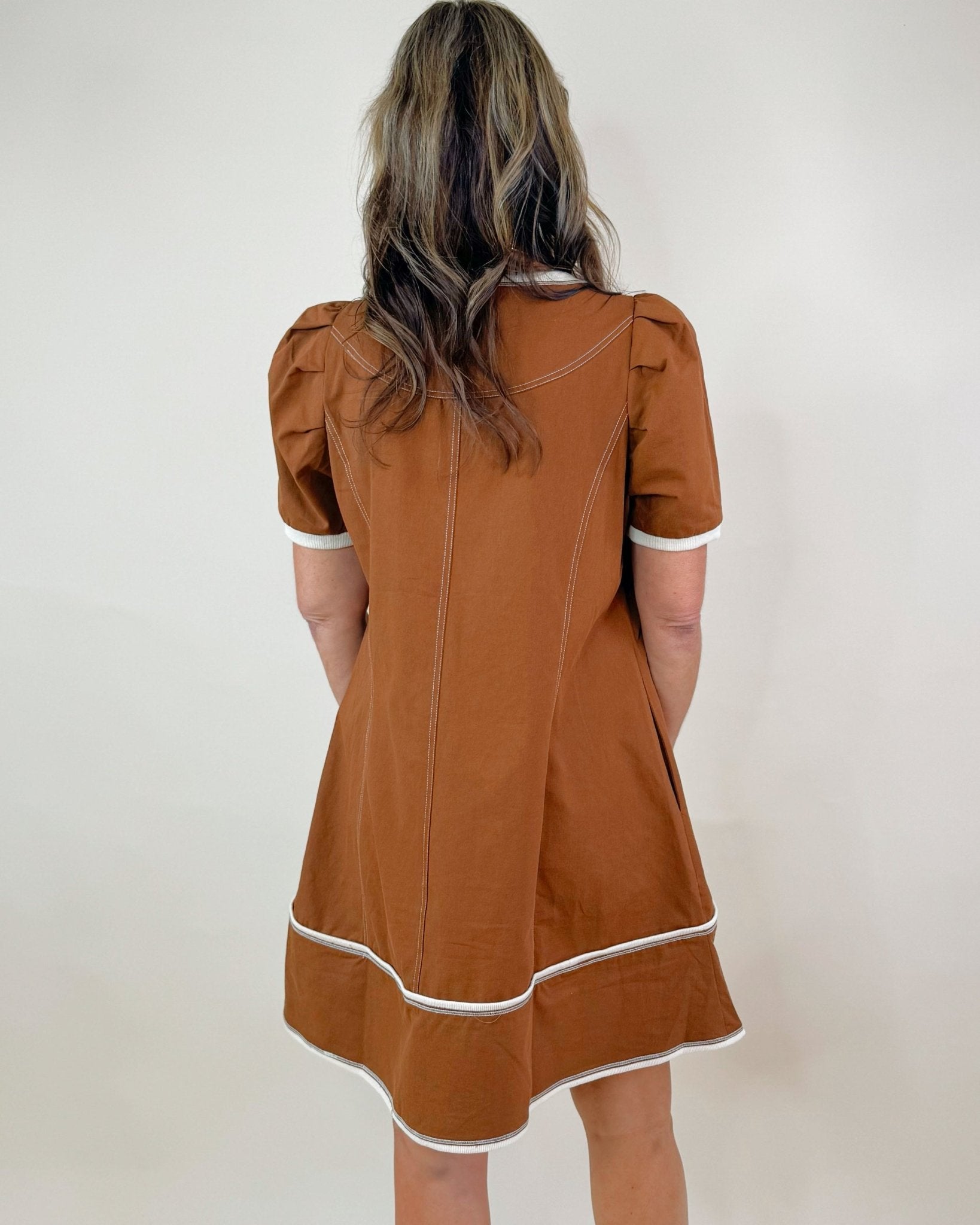 Toffee Zip Contrast Dress - Jessi Jayne Boutique