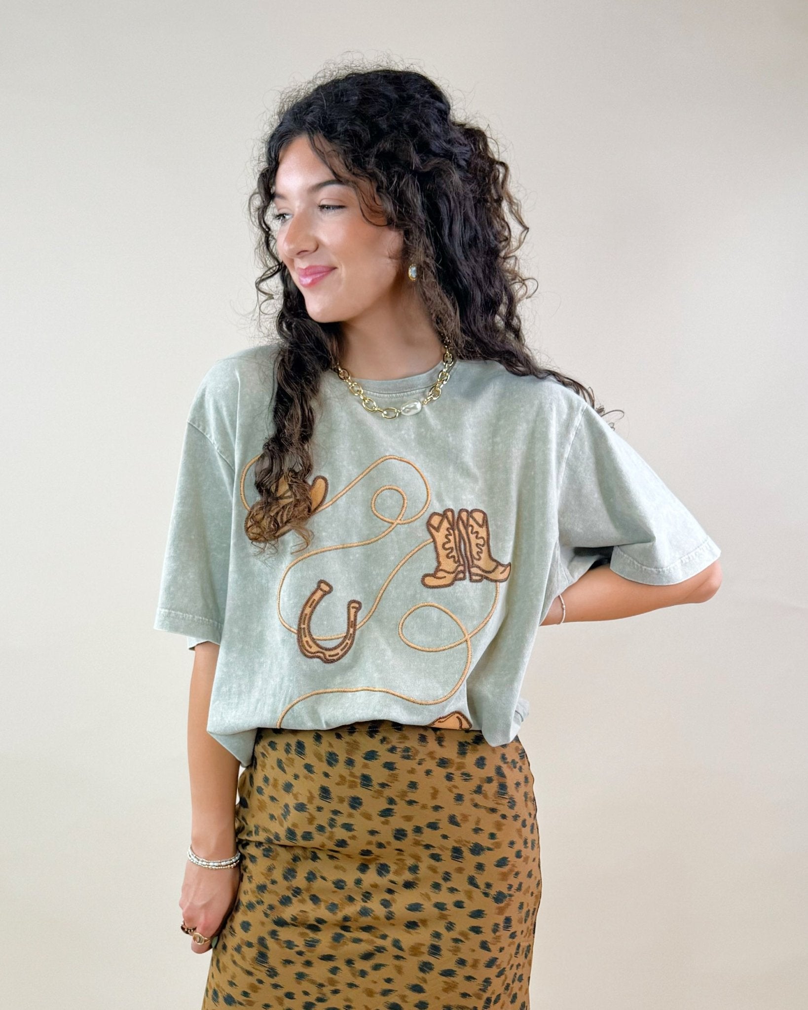 Cowboy Trail Puff Graphic Tee - Jessi Jayne Boutique