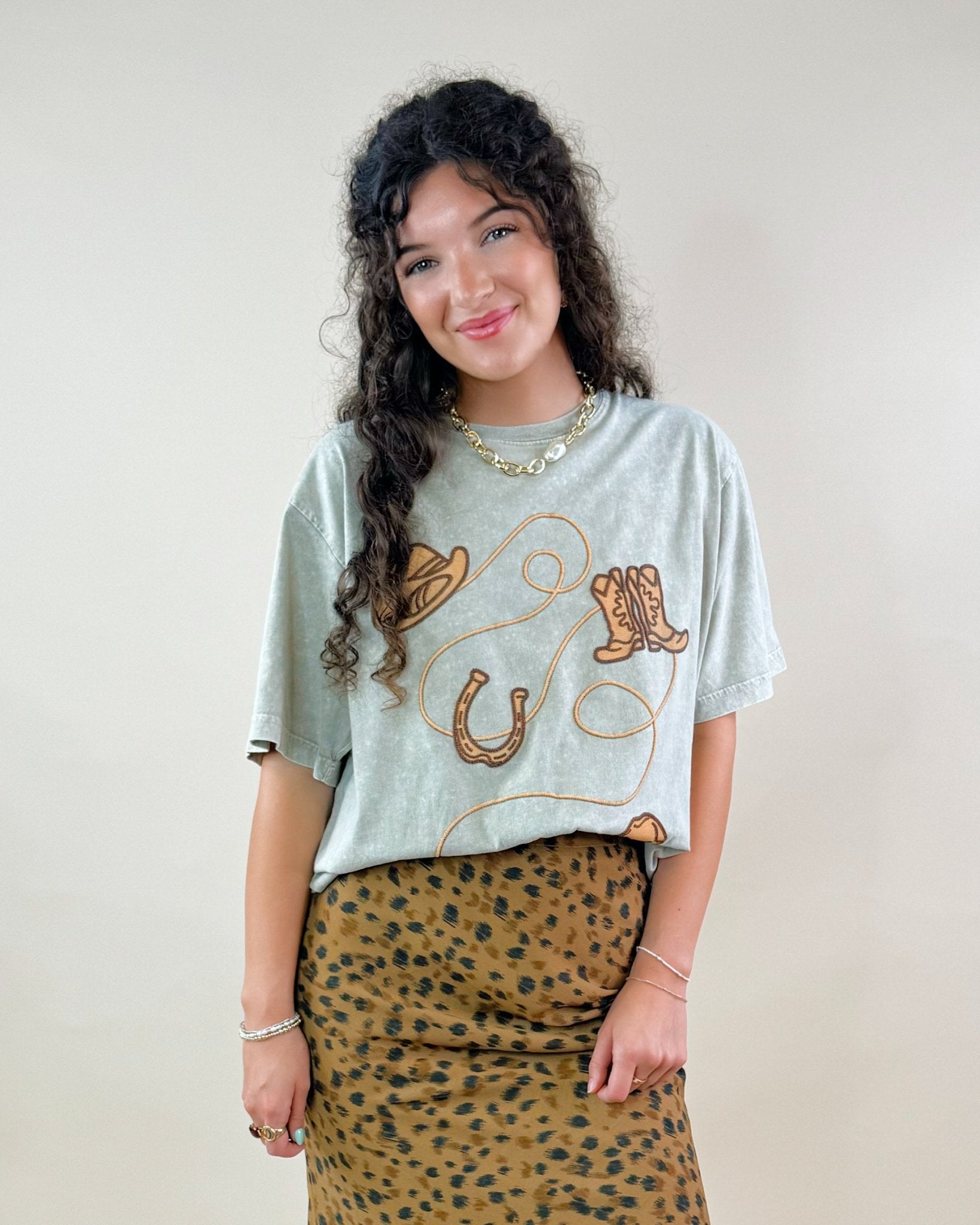 Cowboy Trail Puff Graphic Tee - Jessi Jayne Boutique