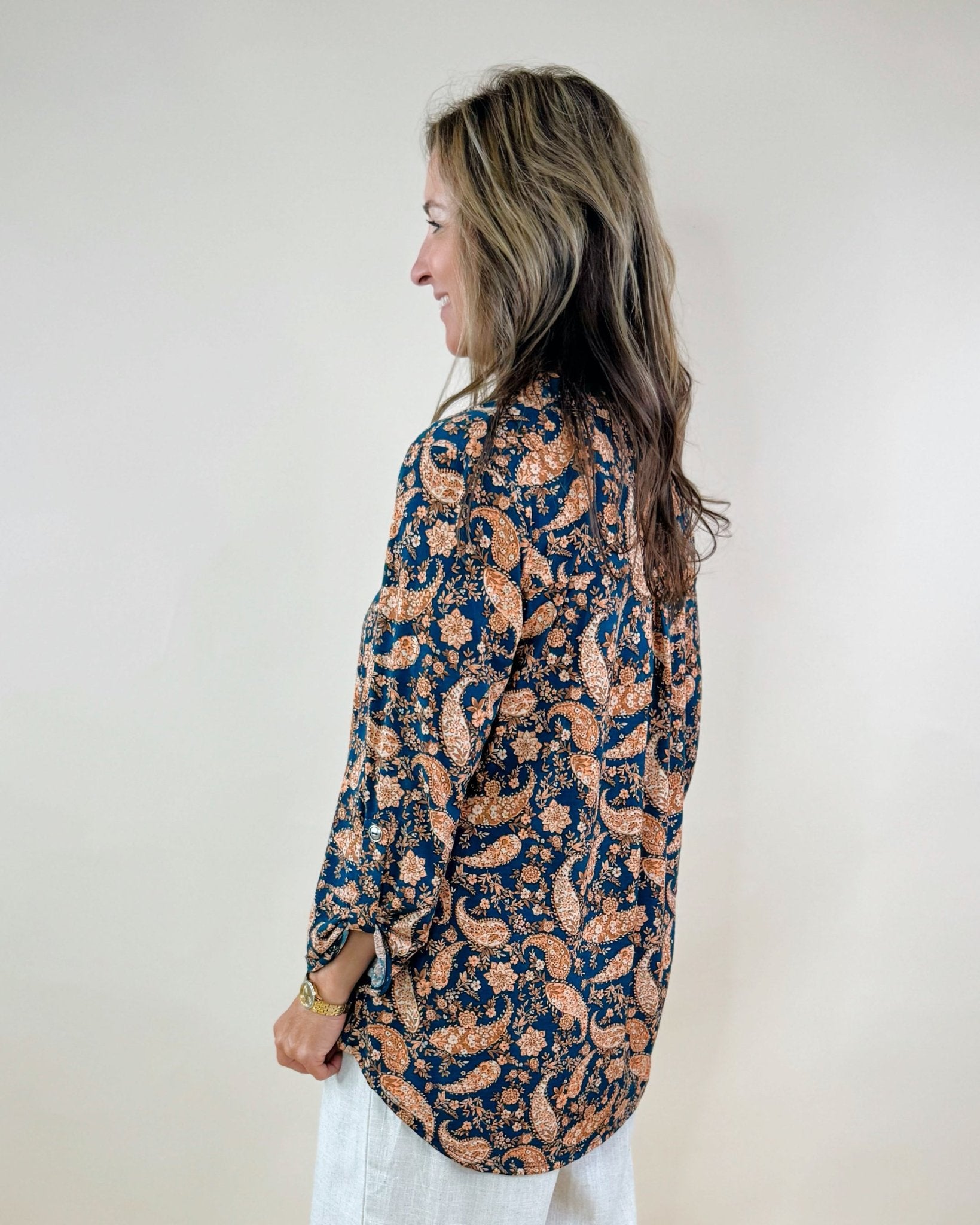 Midnight Paisley Bloom Blouse - Jessi Jayne Boutique