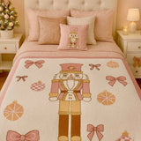 Nash Grey Pink Nutcracker Bow Luxury Blanket - Jessi Jayne Boutique