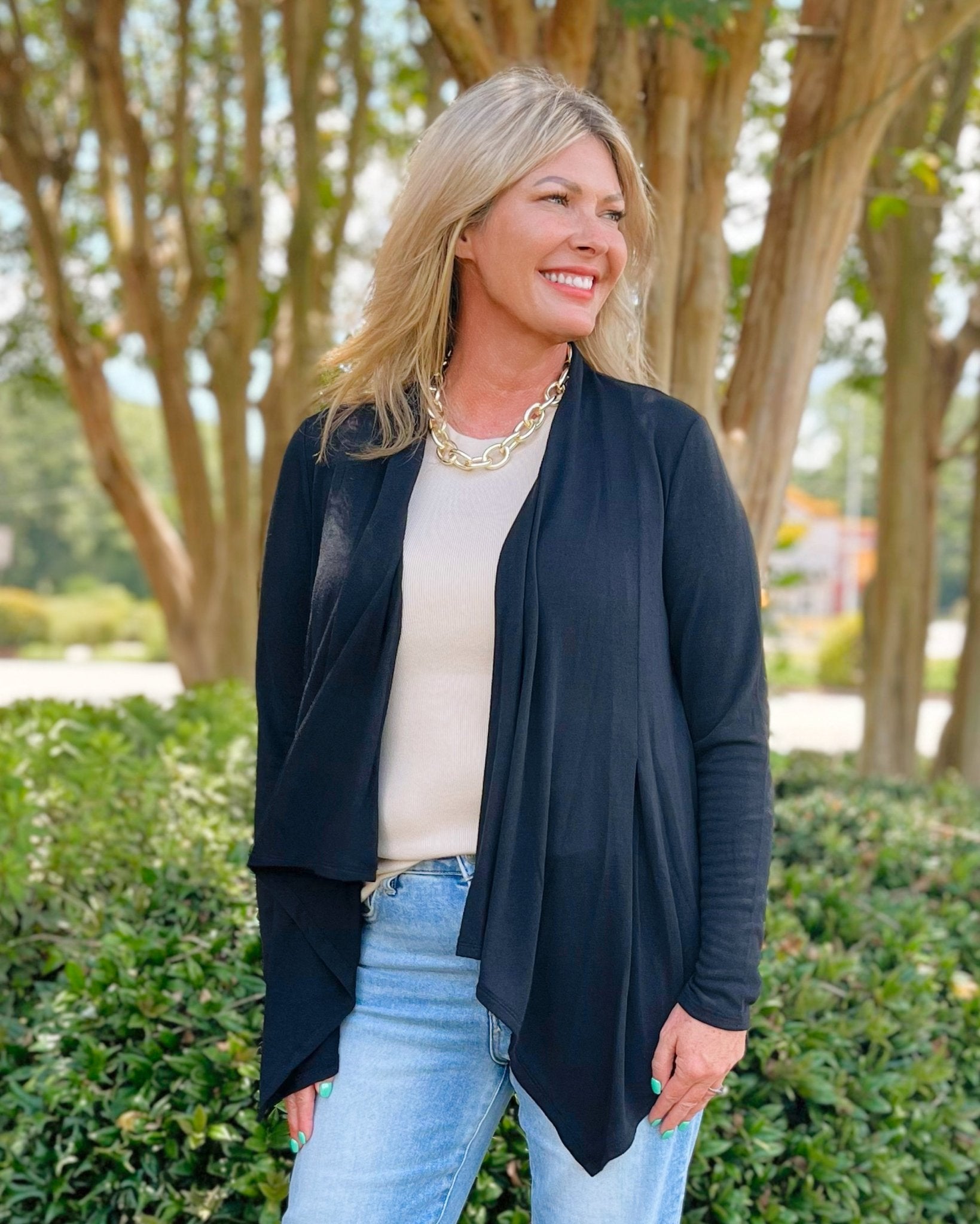 Everyday Layer Open Cardigan – Black & Brown - Jessi Jayne Boutique