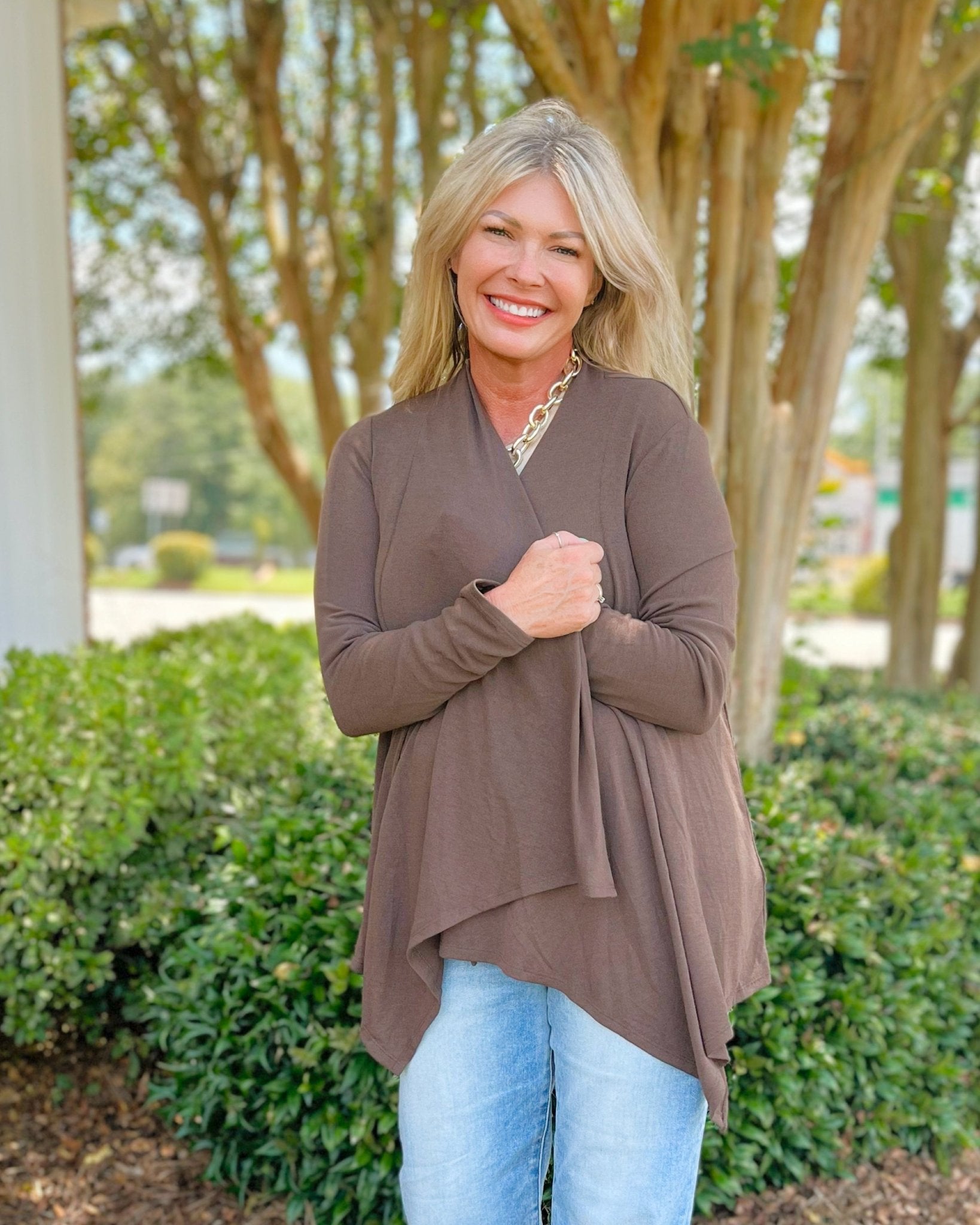 Everyday Layer Open Cardigan – Black & Brown - Jessi Jayne Boutique