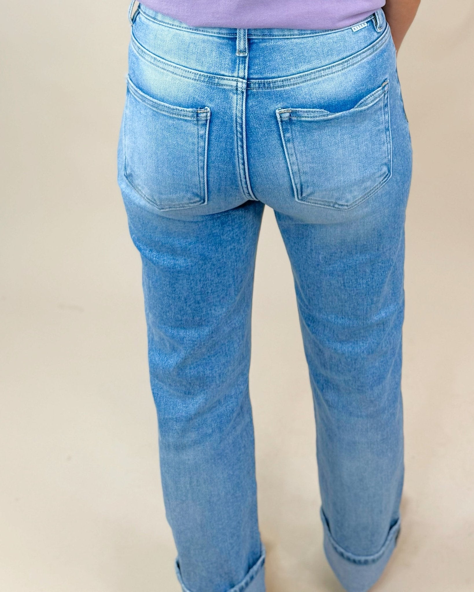 Stonewash Tummy Control Cuffed Crop Jeans - Jessi Jayne Boutique