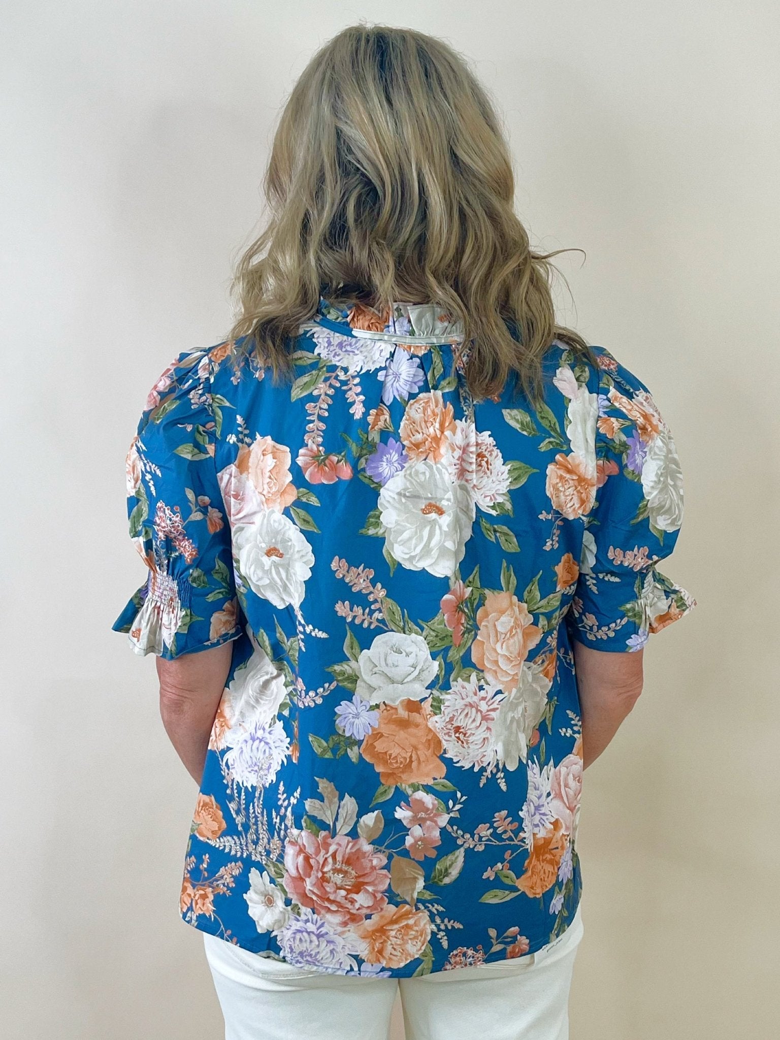 Blooming Grace Floral Top - Slate - Jessi Jayne Boutique