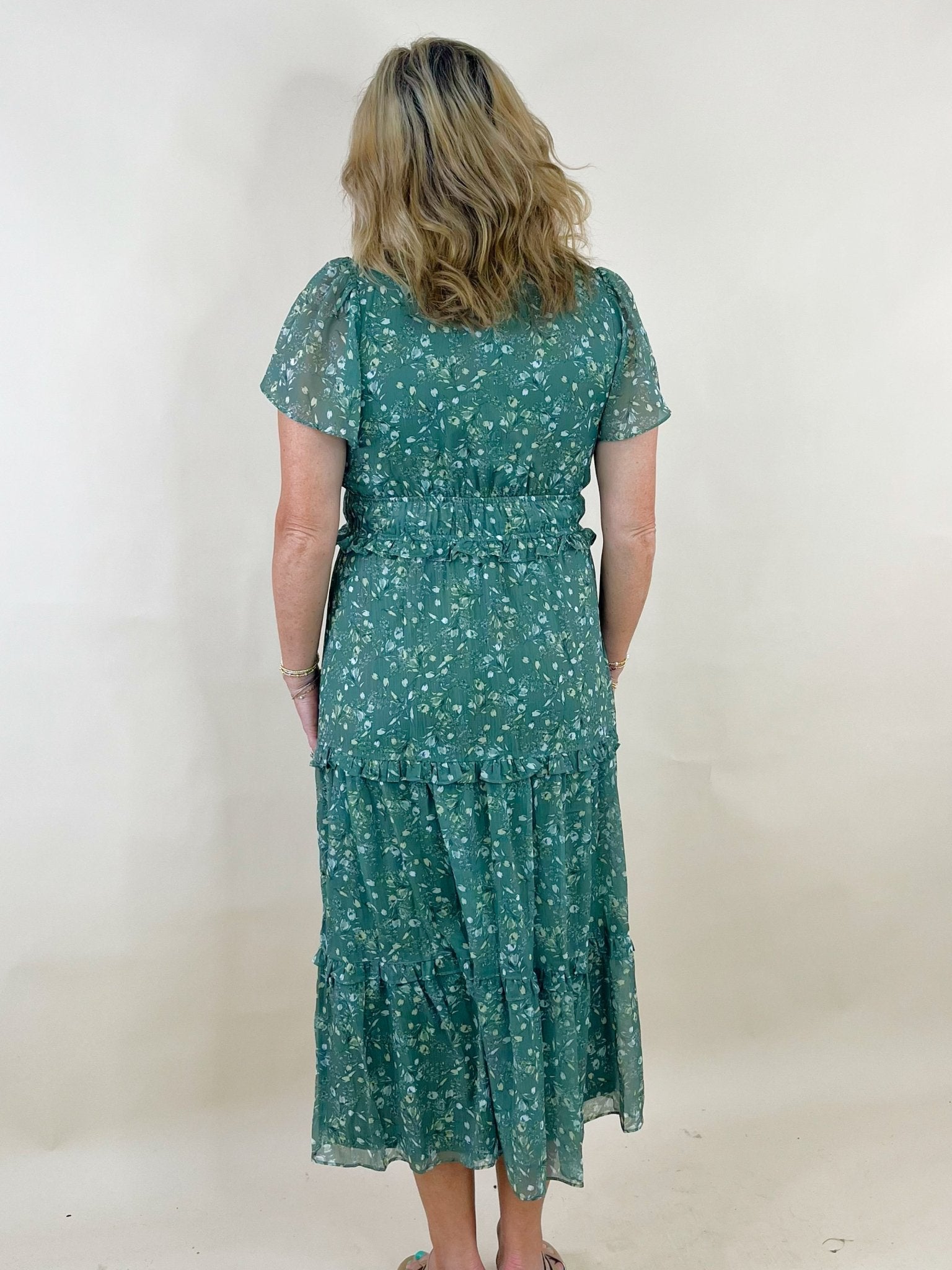 Meadow Mist Floral Midi Dress - Jessi Jayne Boutique
