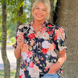 Blooming Grace Floral Top - Black - Jessi Jayne Boutique