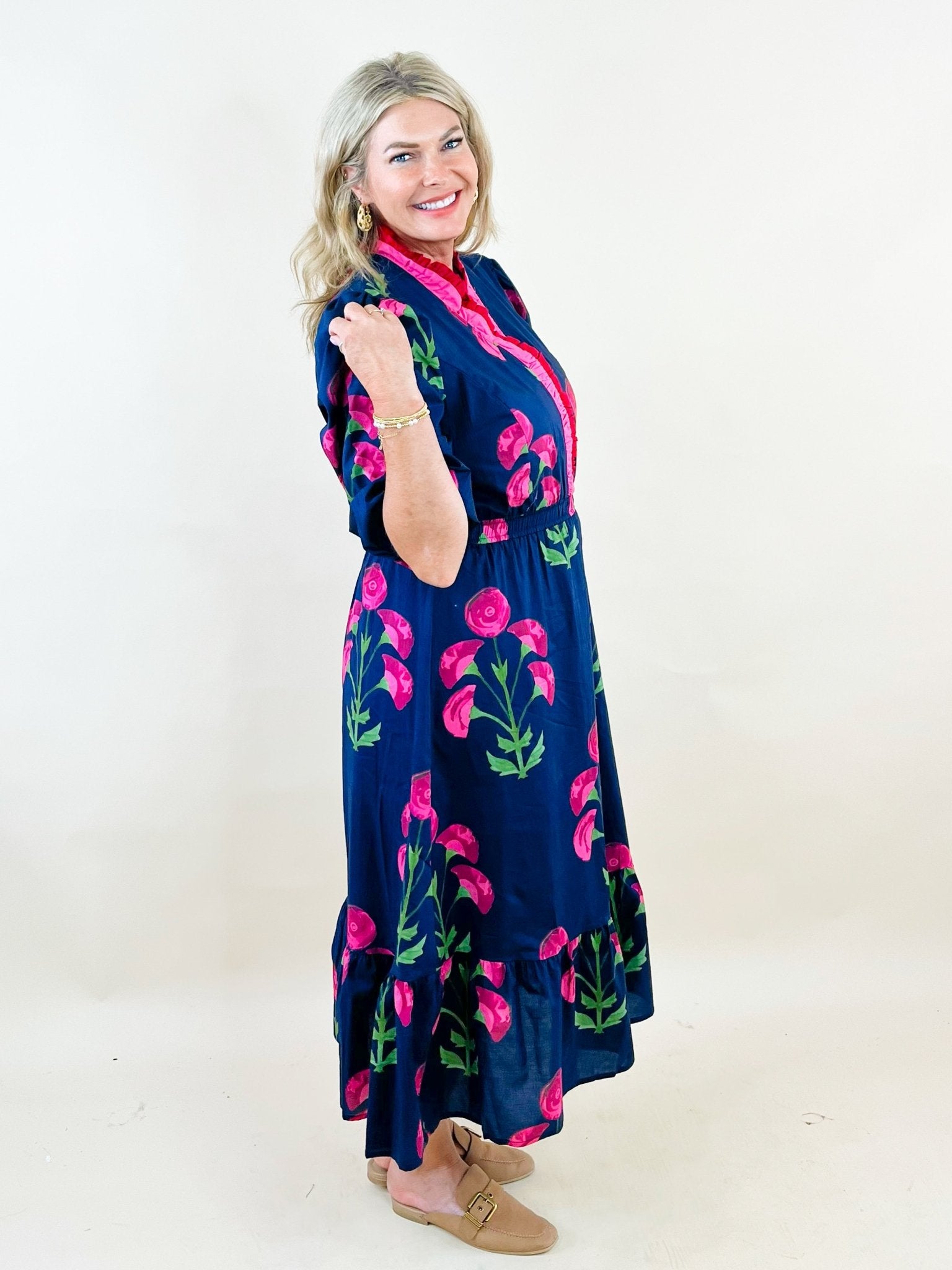 Midnight Bloom Ruffle Dress - Jessi Jayne Boutique
