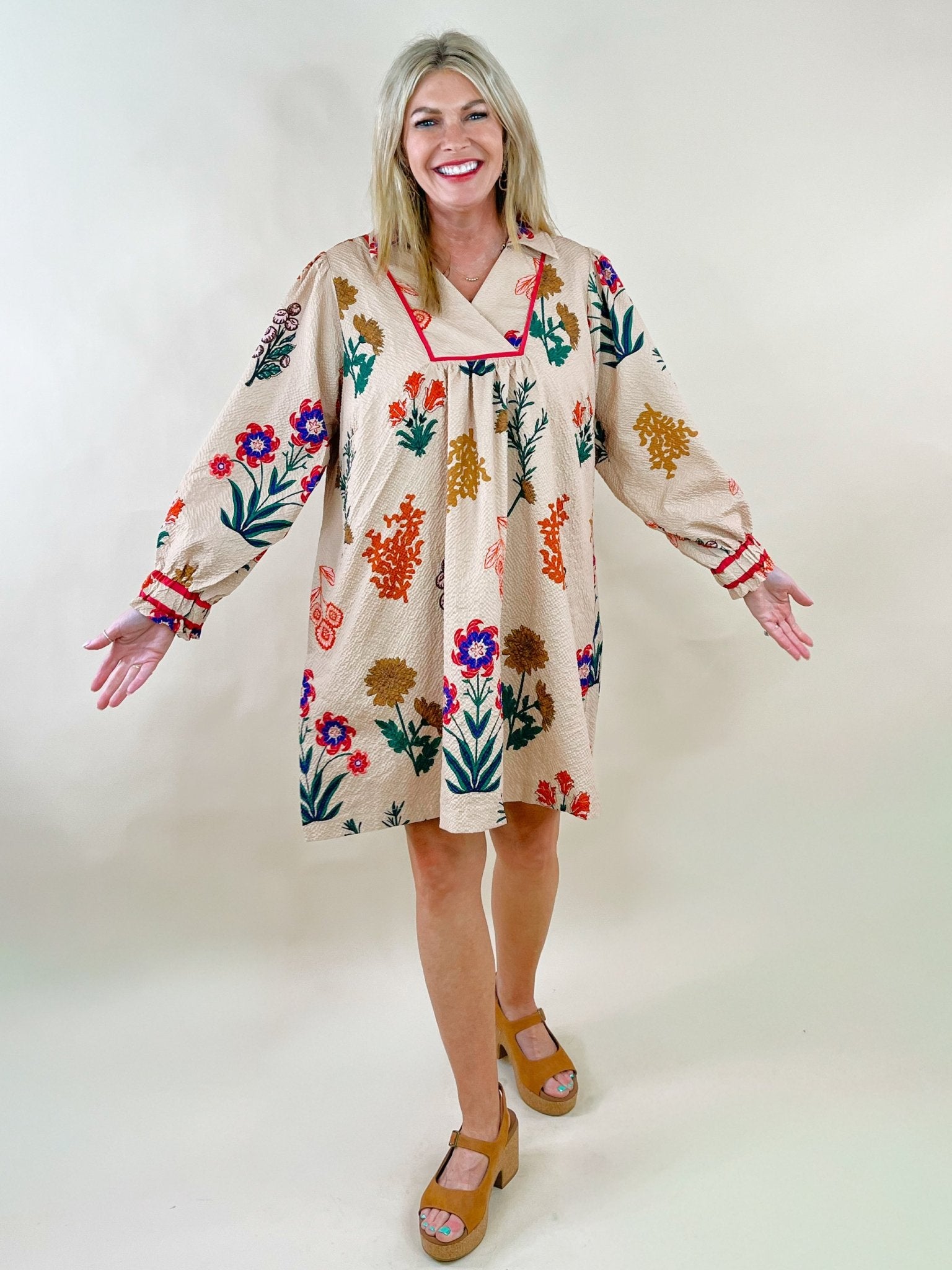 Meadow Muse Embroidered Mini Dress - Jessi Jayne Boutique