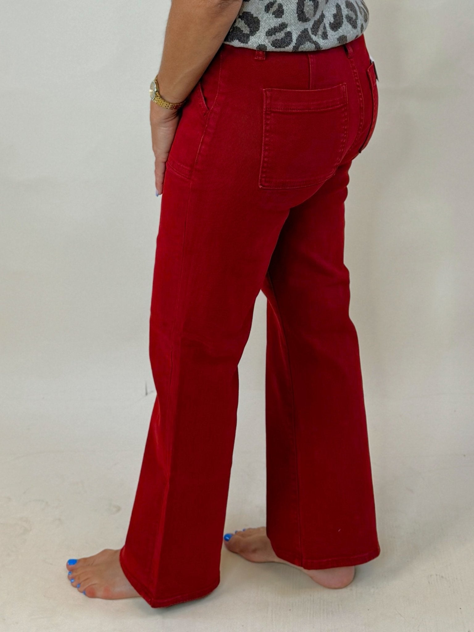 Crimson Ankle Flare Utility Pants - Jessi Jayne Boutique