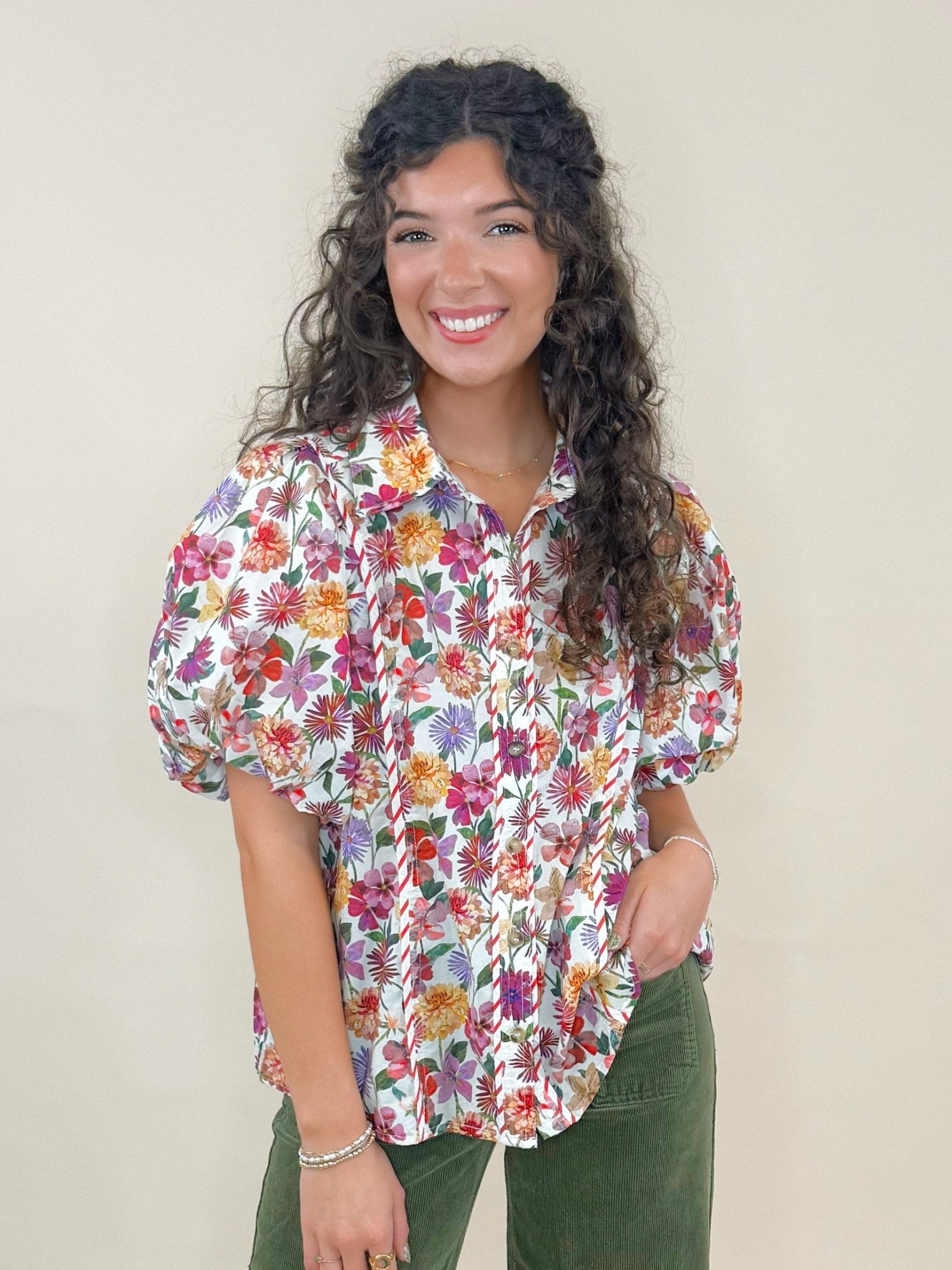 Wildflower Lane Puff Sleeve Top - Jessi Jayne Boutique