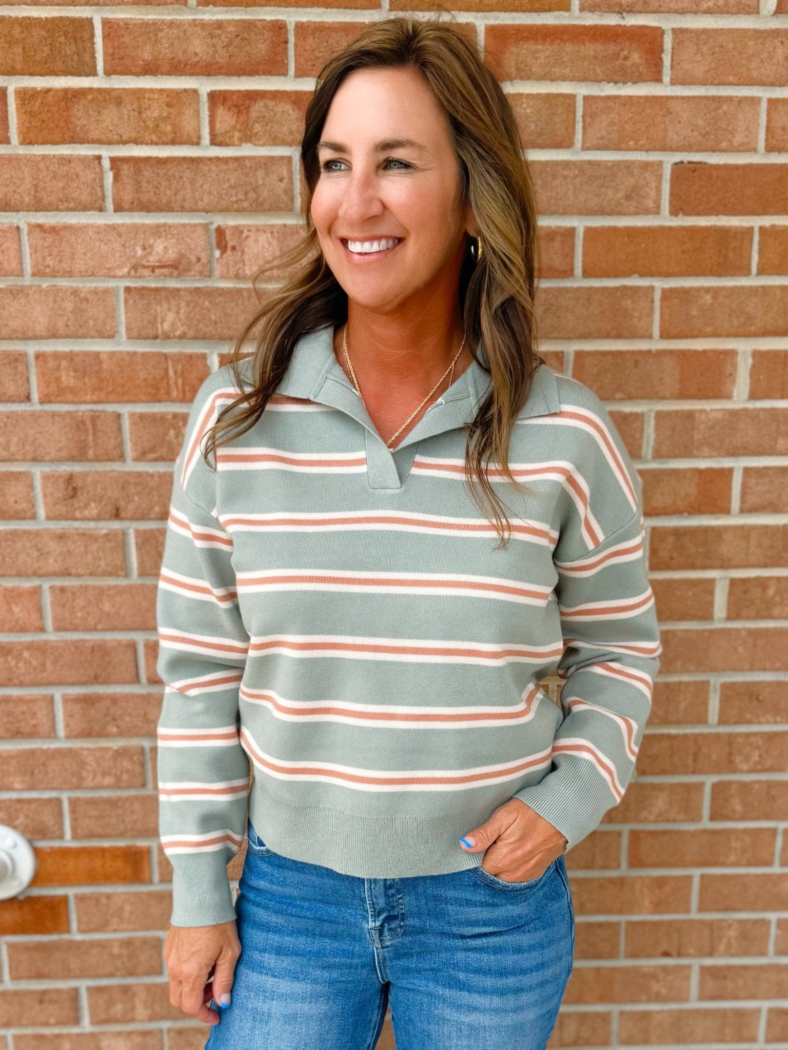 Weekend Stroll Striped Pullover - Jessi Jayne Boutique