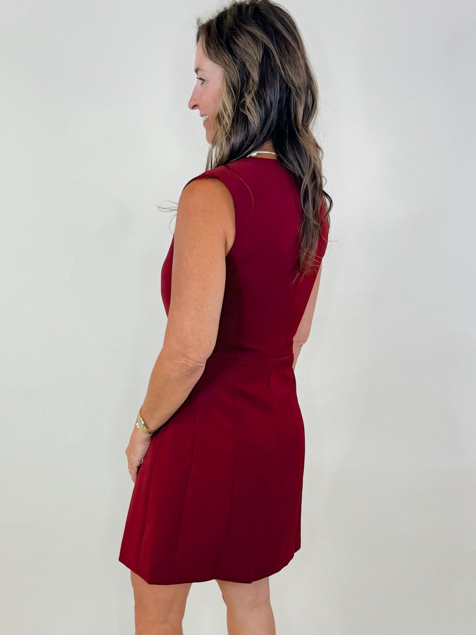 Regal Charm Sleeveless Button Front Dress - Jessi Jayne Boutique