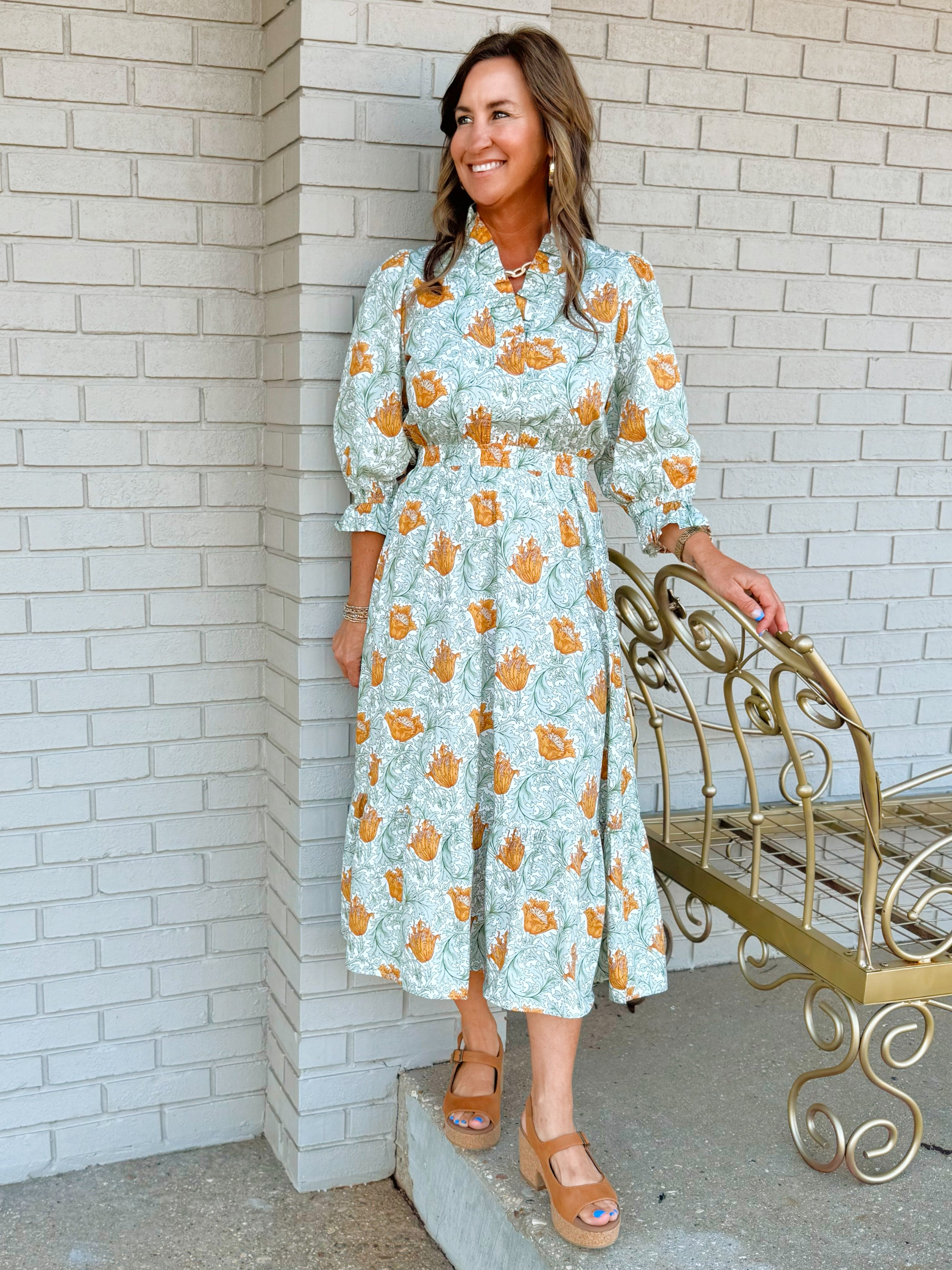 Harvest Muse Abstract Print Midi Dress - Jessi Jayne Boutique