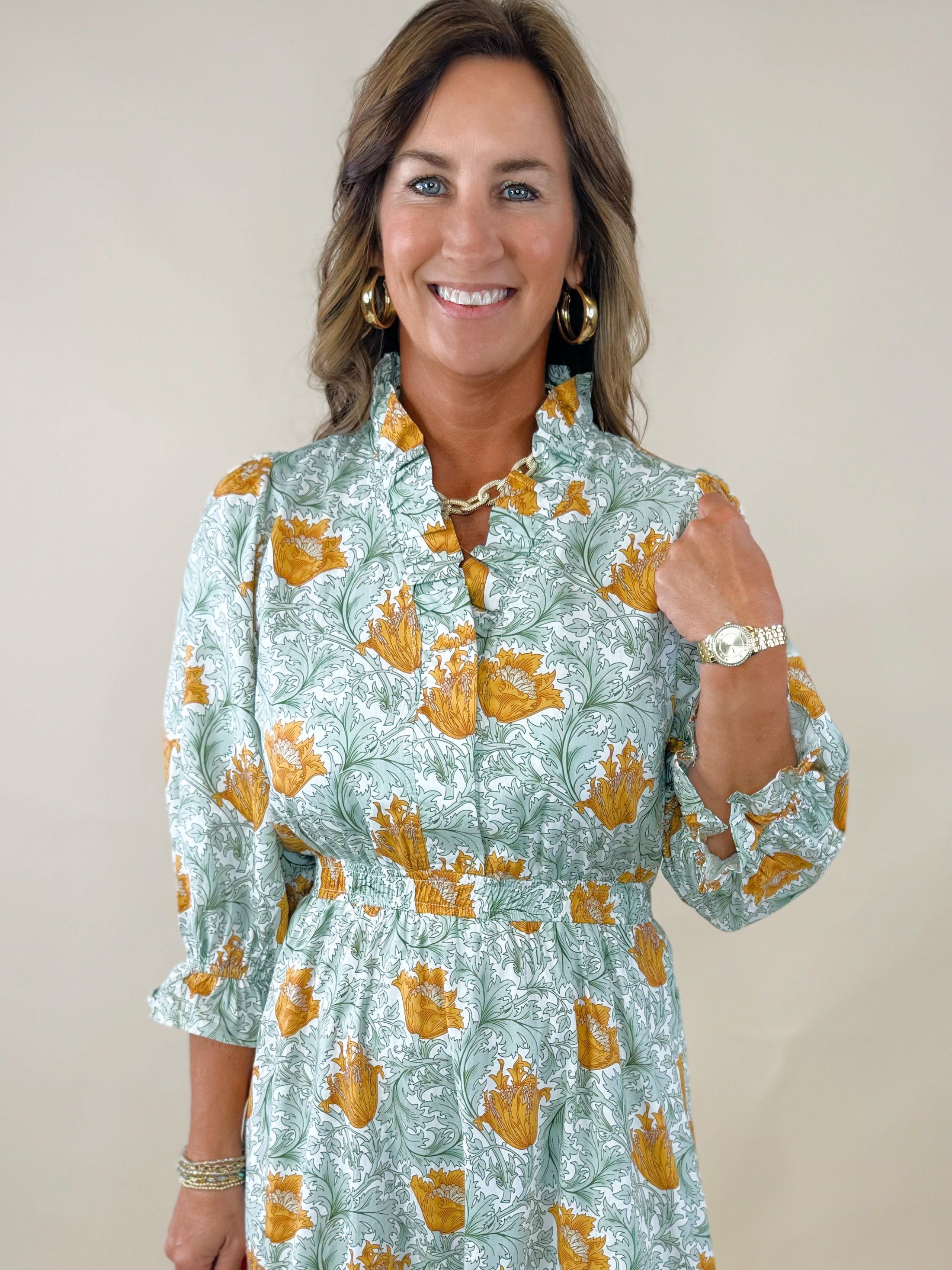 Harvest Muse Abstract Print Midi Dress - Jessi Jayne Boutique
