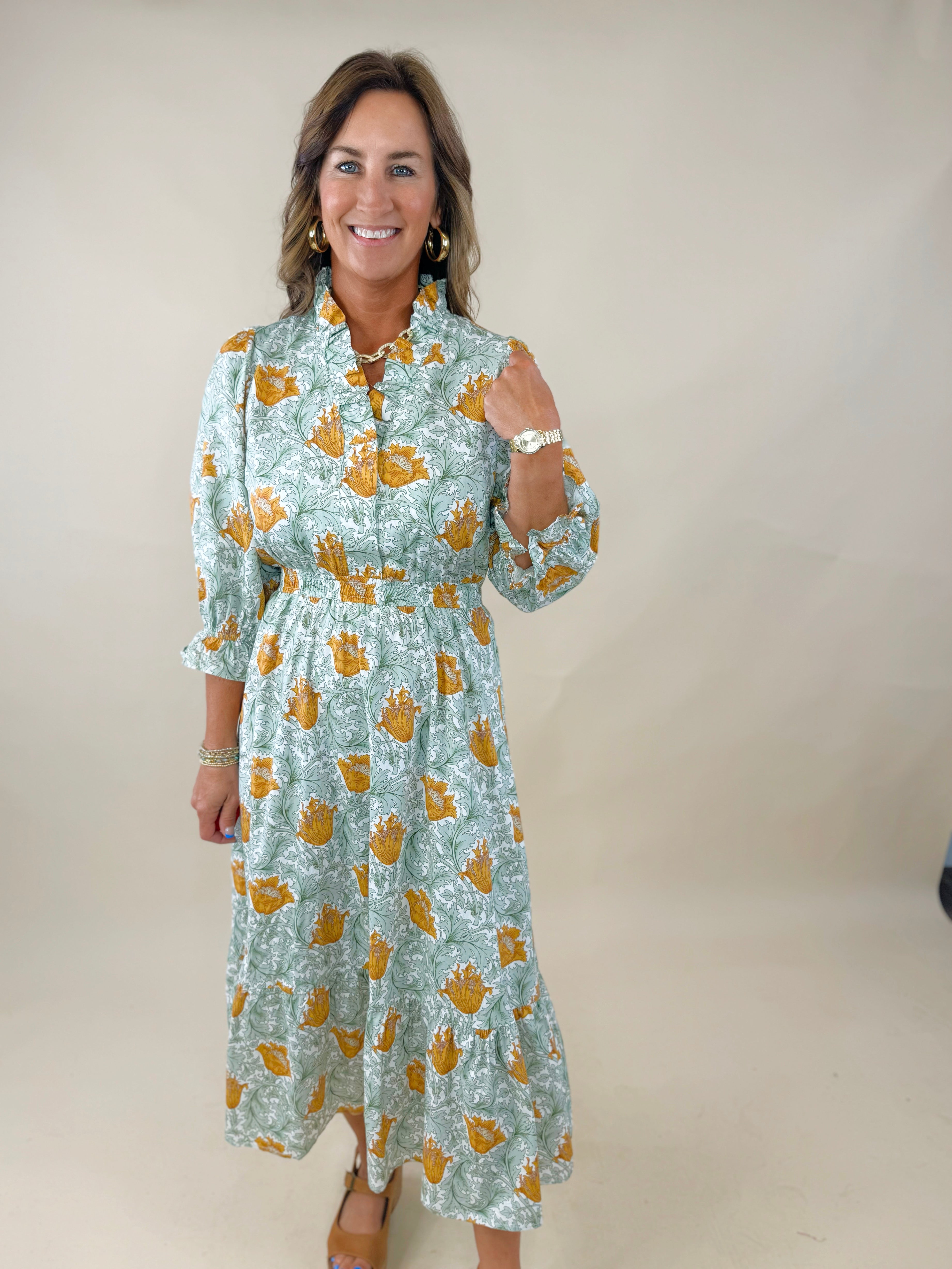 Harvest Muse Abstract Print Midi Dress - Jessi Jayne Boutique