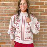 Vintage Vine Puff Sleeve Sweater - Jessi Jayne Boutique