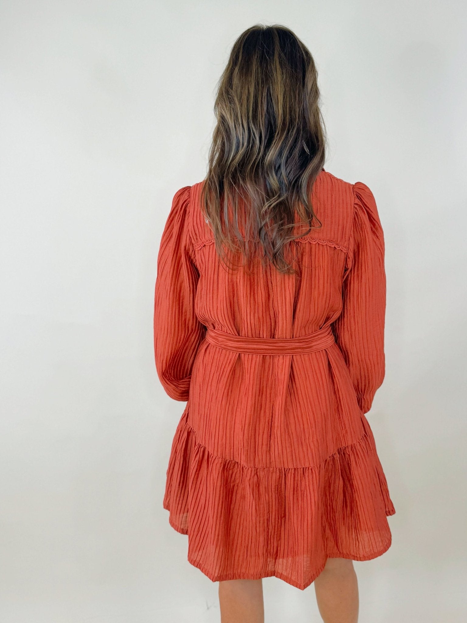 Autumn Stroll Crinkle Tiered Mini Dress - Jessi Jayne Boutique