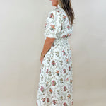 Botanical Print Puff Sleeve Midi Dress - Jessi Jayne Boutique