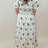 Botanical Print Puff Sleeve Midi Dress - Jessi Jayne Boutique