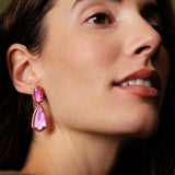 Kendra Scott Camry Gold Enamel Frame Statement Earrings in Azalea - Jessi Jayne Boutique