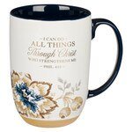 I Can Do All Things Honey - brown and Blue Ceramic Mug with Exposed Clay Base - Philippians 4:13 - Jessi Jayne Boutique