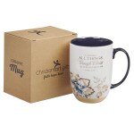 I Can Do All Things Honey - brown and Blue Ceramic Mug with Exposed Clay Base - Philippians 4:13 - Jessi Jayne Boutique